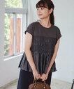 【SALE/30%OFF】BEAMS HEART WOMEN 異素材シャーリング フレンチ プルオーバー ビームス ハート トップス カットソー・Tシャツ ホワイト グレー