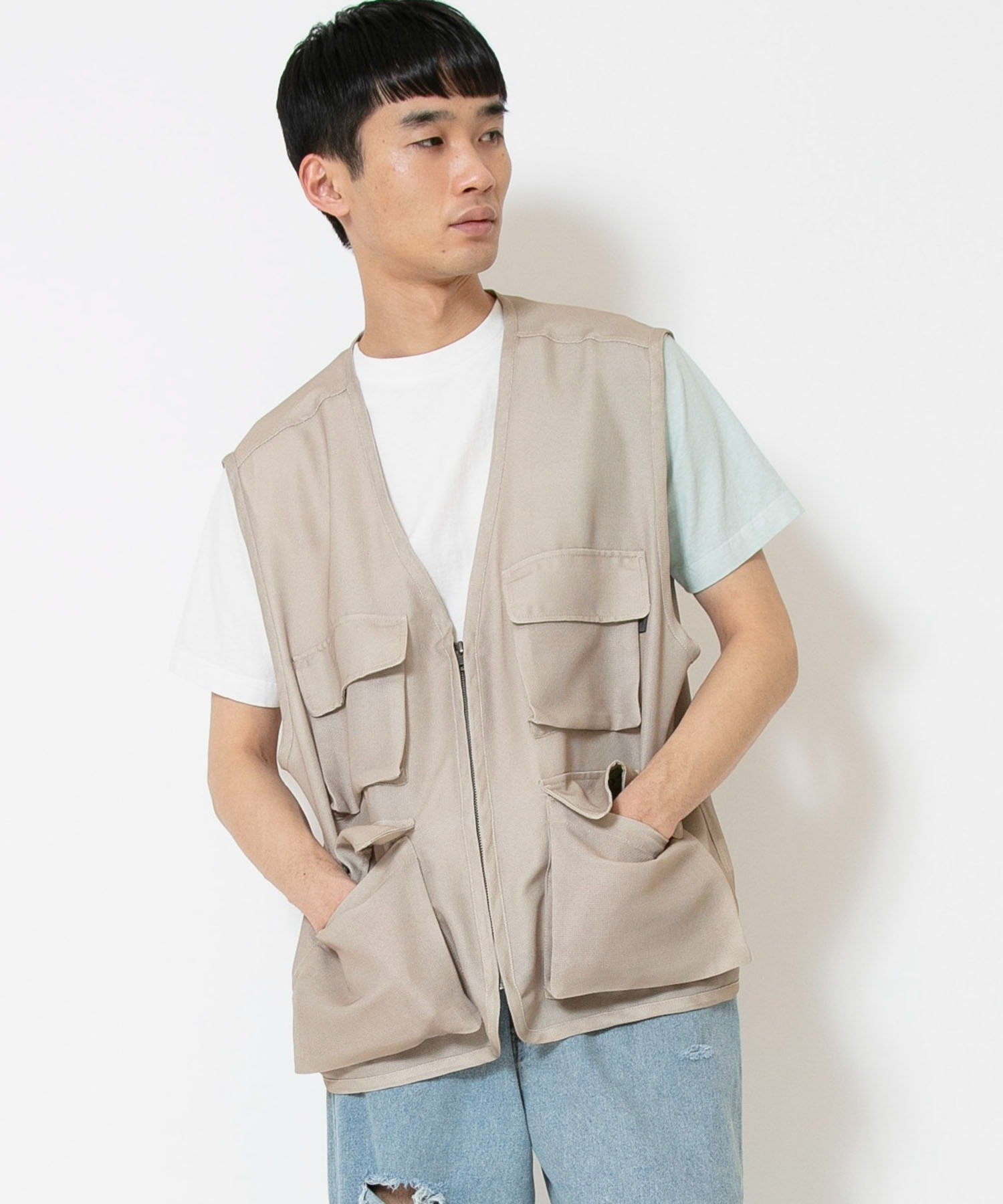 【SALE／40%OFF】Johnbull Private labo メッシュフィールドベスト ジョンブルプライベートラボ トップス ベスト・ジレ グリーン カーキグリーン ベージュ【送料無料】