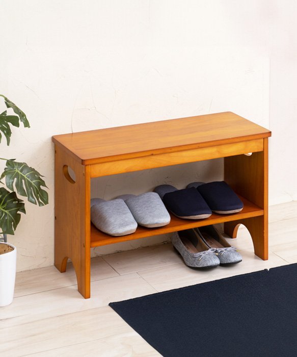 【SALE／43%OFF】BACKYARD FAMILY NK7407 天然木玄関ベンチ60 ローラ インテリア・生活雑貨 その他のインテリア・生活雑貨 ホワイト ブラウン【送料無料】