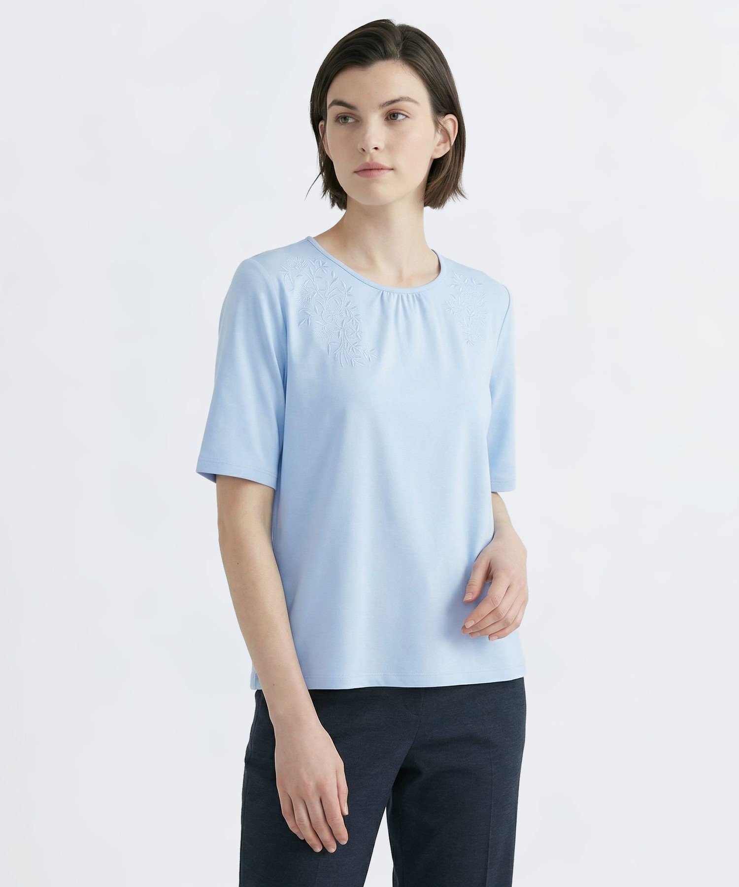 SCAPA エンブロジャージシャーリングカットソー スキャパ トップス カットソー・Tシャツ ホワイト ピンク