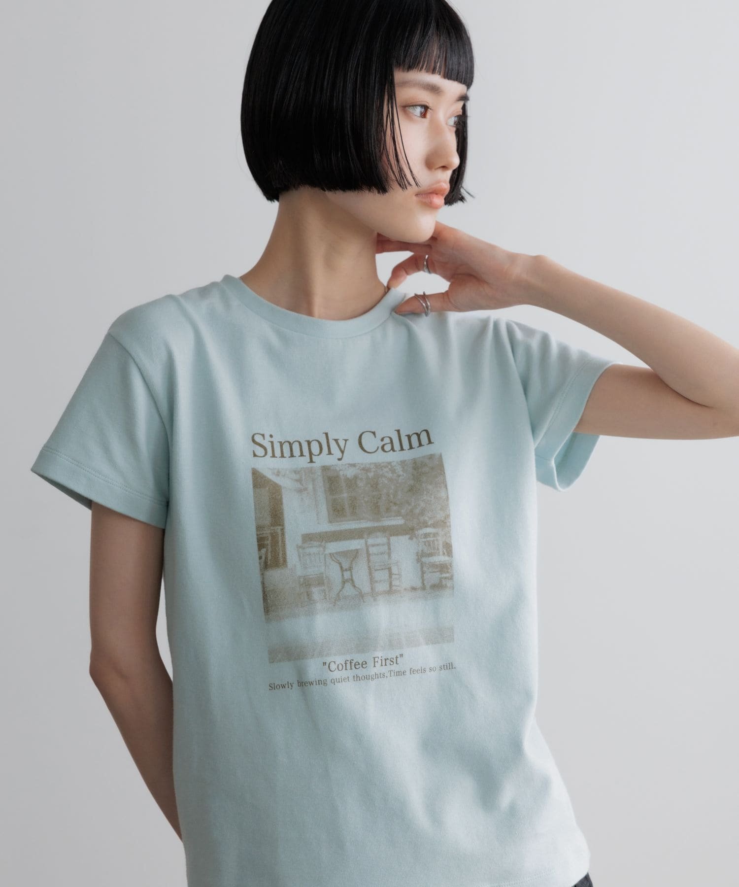 LOWRYS FARM チビフォトTEE ローリーズファーム トップス カットソー・Tシャツ ホワイト グレー ブルー