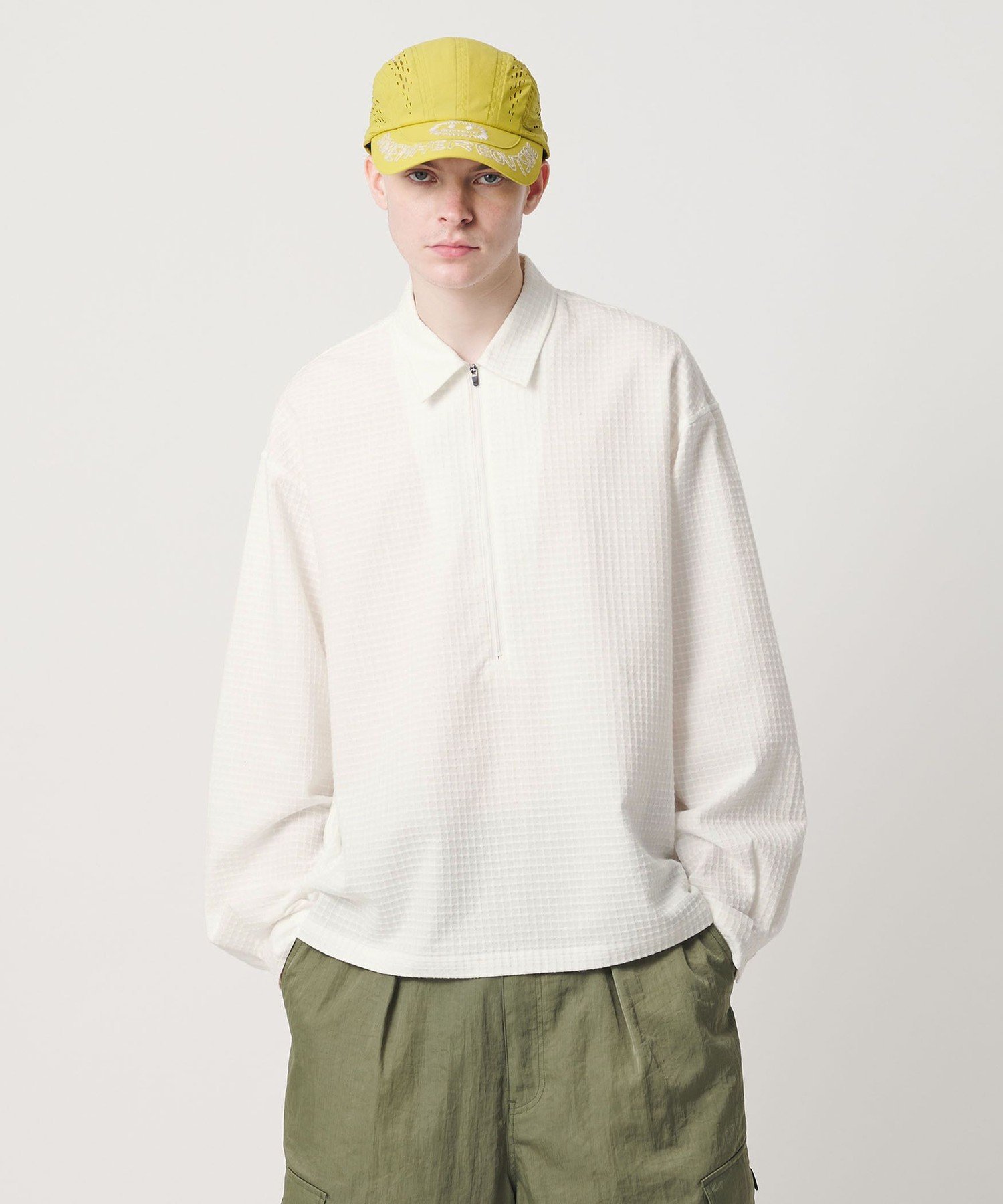 & SONS ＜UNITED ARROWS & SONS＞ RIP H/ZIP SHIRT/シャツ ユナイテッドアローズ トップス シャツ・ブラウス グレー ホワイト