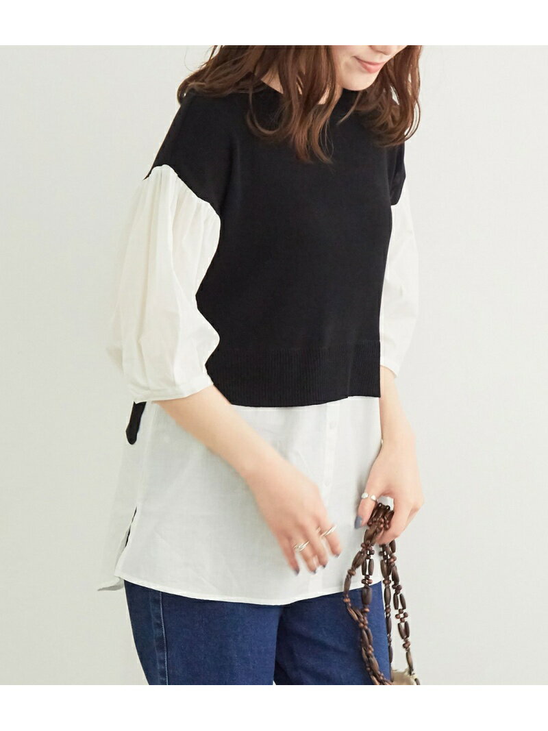 【SALE／37%OFF】ROPE' PICNIC 【一部店舗限定】フェイクレイヤードプルオーバー ロペピクニック トップス その他のトップス ブラック ベージュ カーキのサムネイル