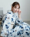 Nico@ntique ニコアンティーク 浴衣3点セット ブルーとスモーキークオーツの花 Fサイズ ウタタネ 着物・浴衣・和装小物 浴衣 ブルー【送料無料】