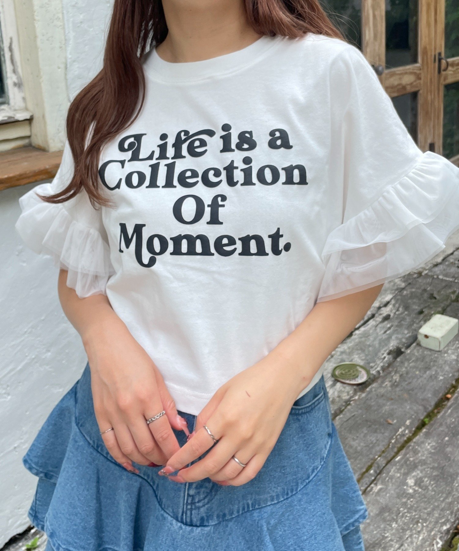 【SALE／55%OFF】WEGO LADY'S フリルチュールショートT ウィゴー トップス カットソー・Tシャツ グレー ホワイトのサムネイル