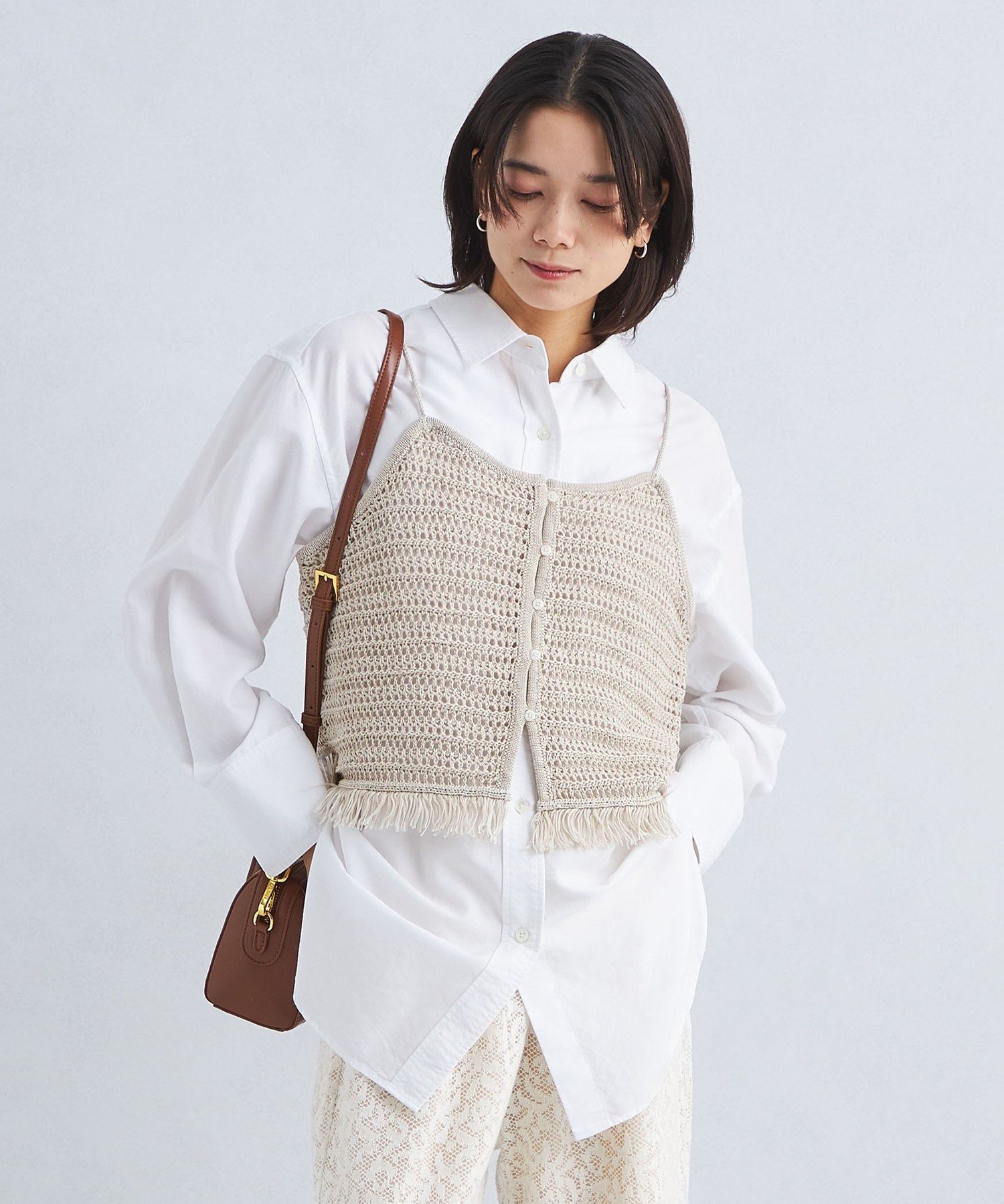 【SALE／30%OFF】UNITED ARROWS green label relaxing メッシュ ニット ビスチェ -ウォッシャブル- ユ..