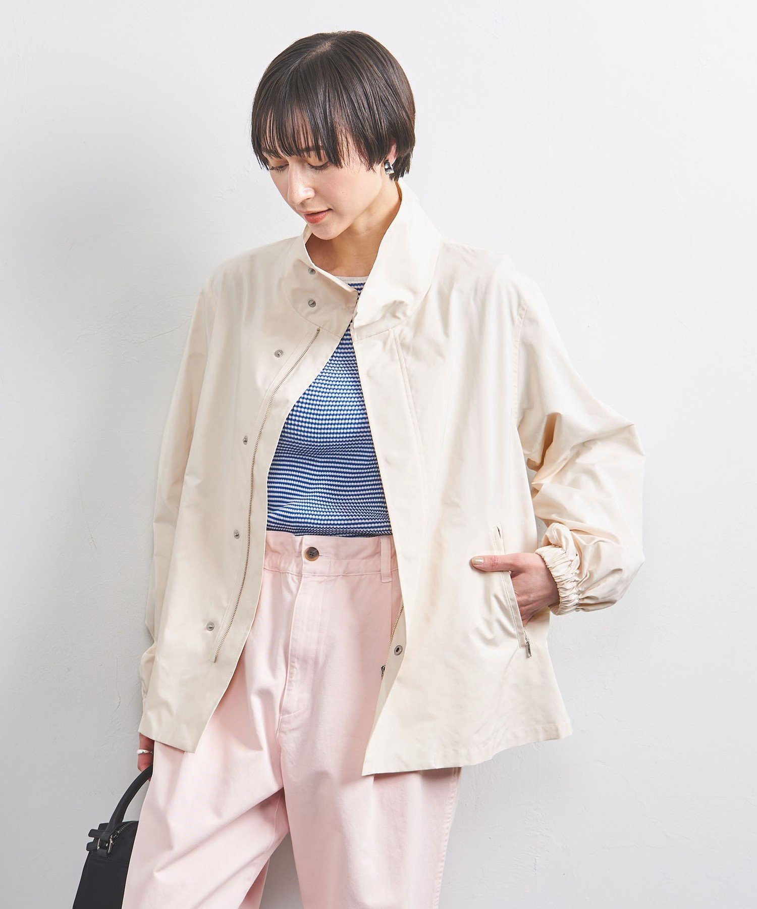 【SALE／60%OFF】UNITED ARROWS タフタ スタンドカラー ブルゾン ユナイテッドアローズ アウトレット ジャケット・アウター ブルゾン・ジャンパー ブラック ホワイト【送料無料】 stylife-15527091 Rakuten Fashion サンプル画像3