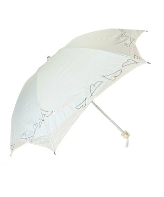 【SALE/20%OFF】LANVIN en Bleu LANVIN en Bleu(ランバン オン ブルー) 晴雨兼用日傘/遮光/遮熱/UV/オーガンジー×ハート刺繍 折りたたみ傘 ムーンバット ファッション雑貨 折りたたみ傘 ホワイト ブルー ブラック ベージュ【送料無料】