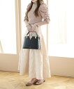 【SALE/40%OFF】SAMANTHAVEGA サークルロックハンドバッグ サマンサ ベガ バッグ ハンドバッグ ホワイト グレー ベージュ ブラック【送料...