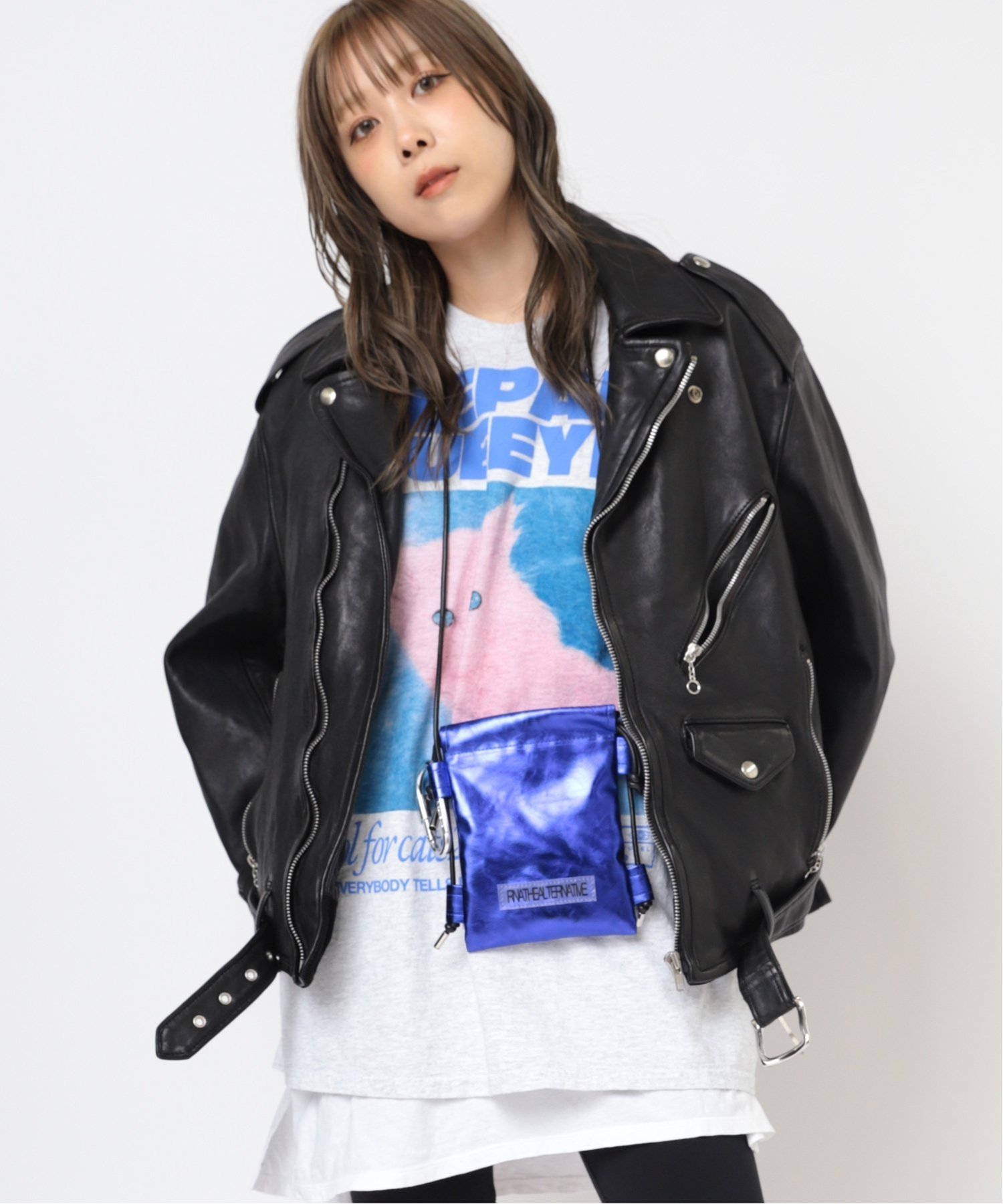 RNA J2122 BIG WASHOUTライダース アールエヌエー ジャケット・アウター ライダースジャケット ブラック