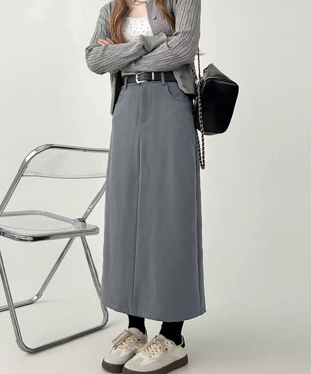 miniministore ハイウエストスリットロングスーツスカート ミニミニストア スカート ミニスカート ブラック グレー
