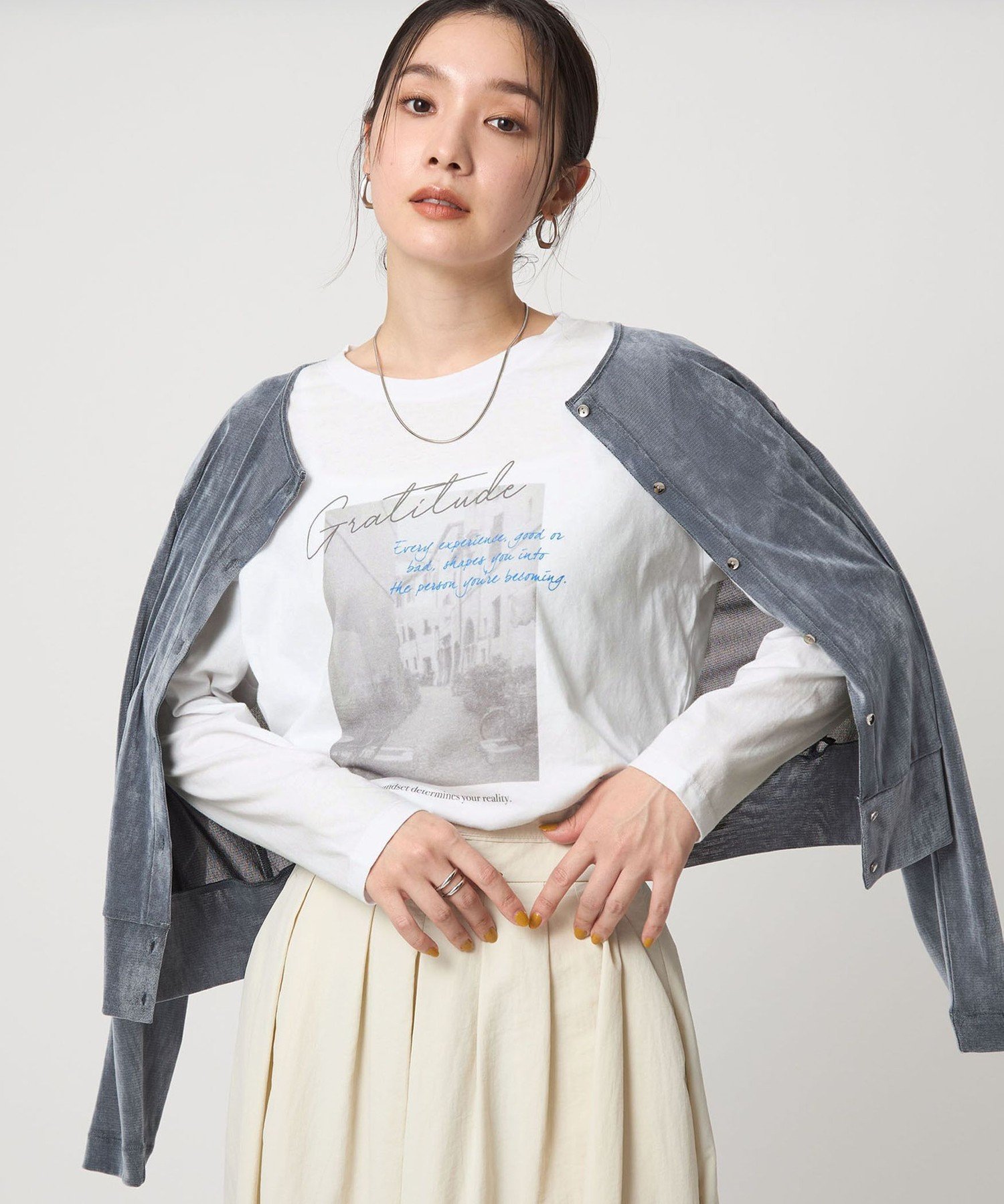 UNITED ARROWS green label relaxing 【WEB限定】＜at ease＞フォトプリント ロングスリーブ Tシャツ ユナイテッドアローズ グリーンレーベルリラクシング トップス カットソー・Tシャツ グレーのサムネイル