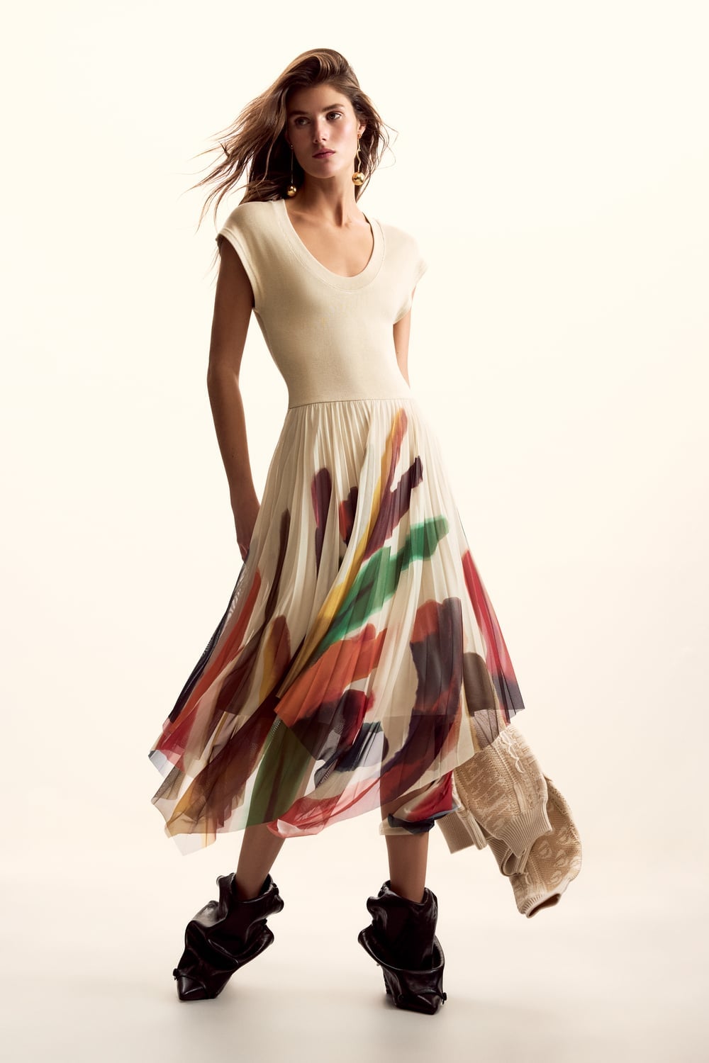 プリーツドレス M. Christian Lacroix デシグアル ワンピース・ドレス ドレス ベージュ