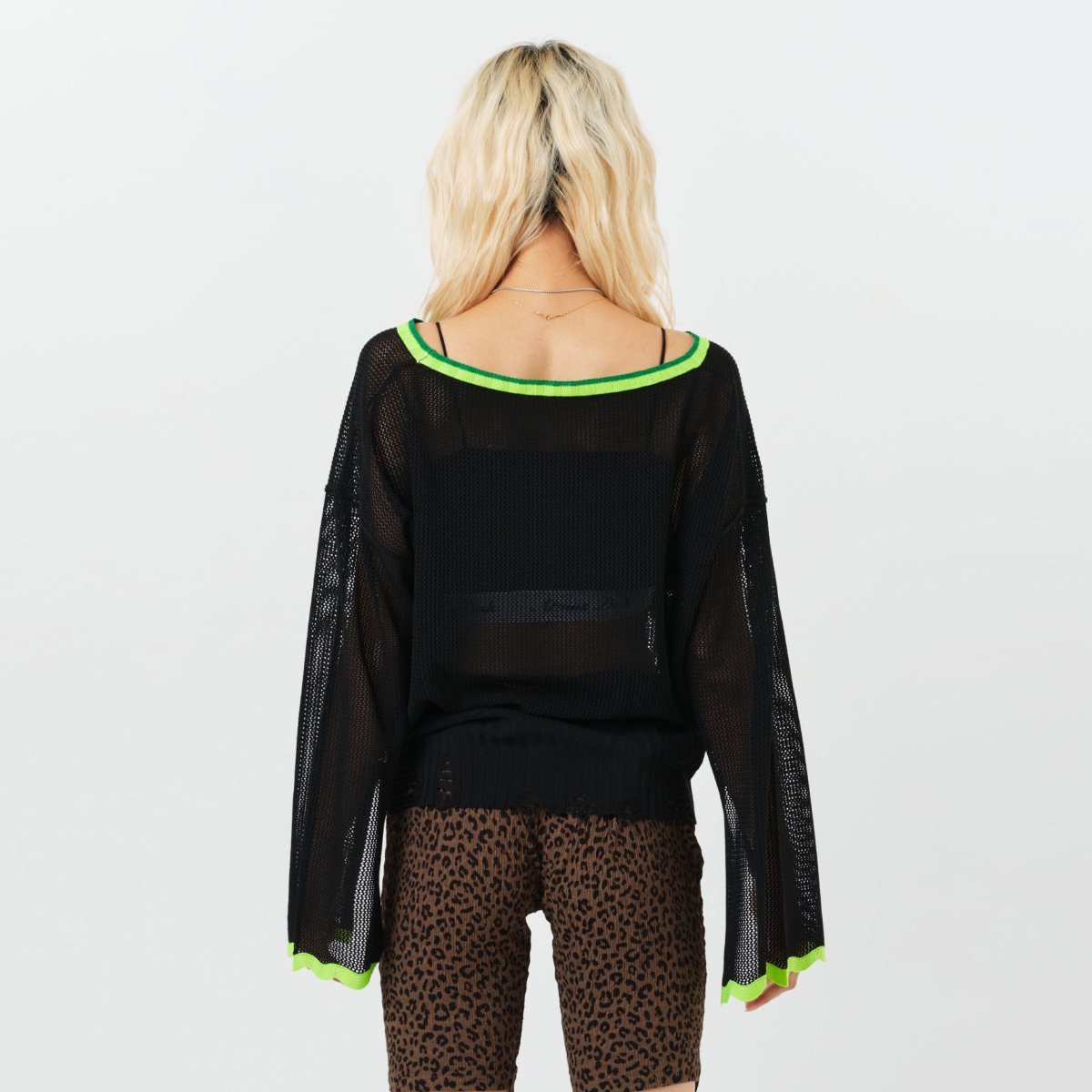 atmos pink atmos pink Scallop Damaged Knit Top BLACK アトモス トップス ニット ブラック