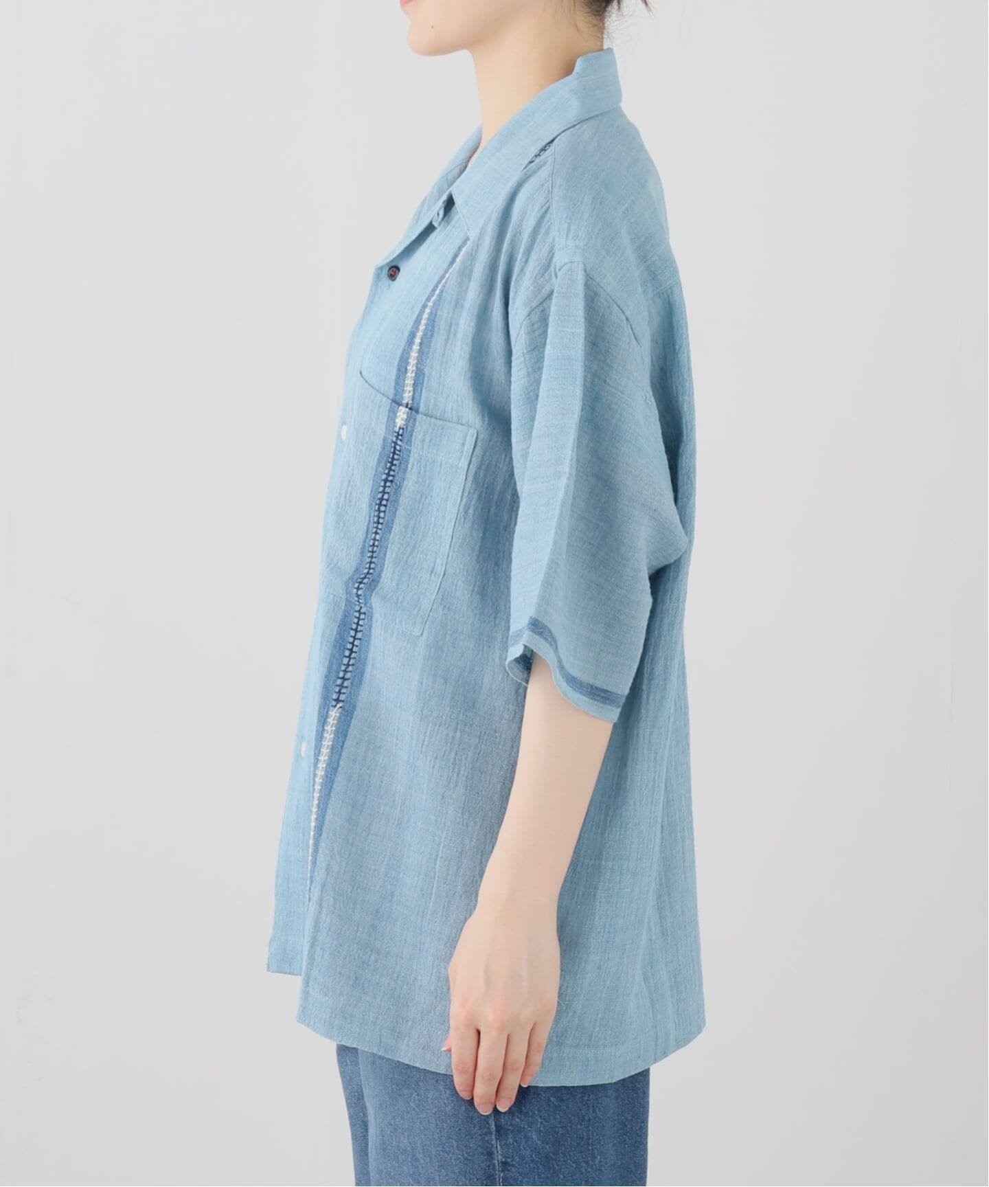 KARDO ROHITナチュラルダイハンド刺繍shirt フレームワーク トップス シャツ・ブラウス ブルー
