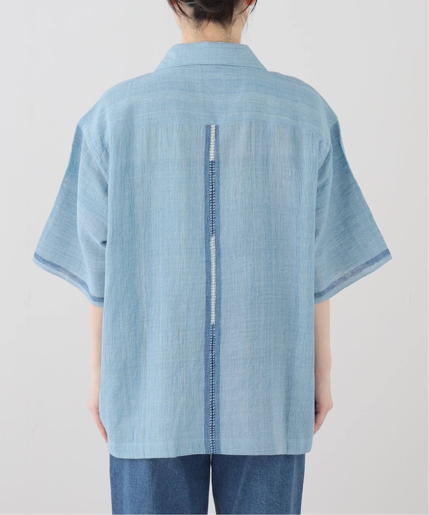 KARDO ROHITナチュラルダイハンド刺繍shirt フレームワーク トップス シャツ・ブラウス ブルー