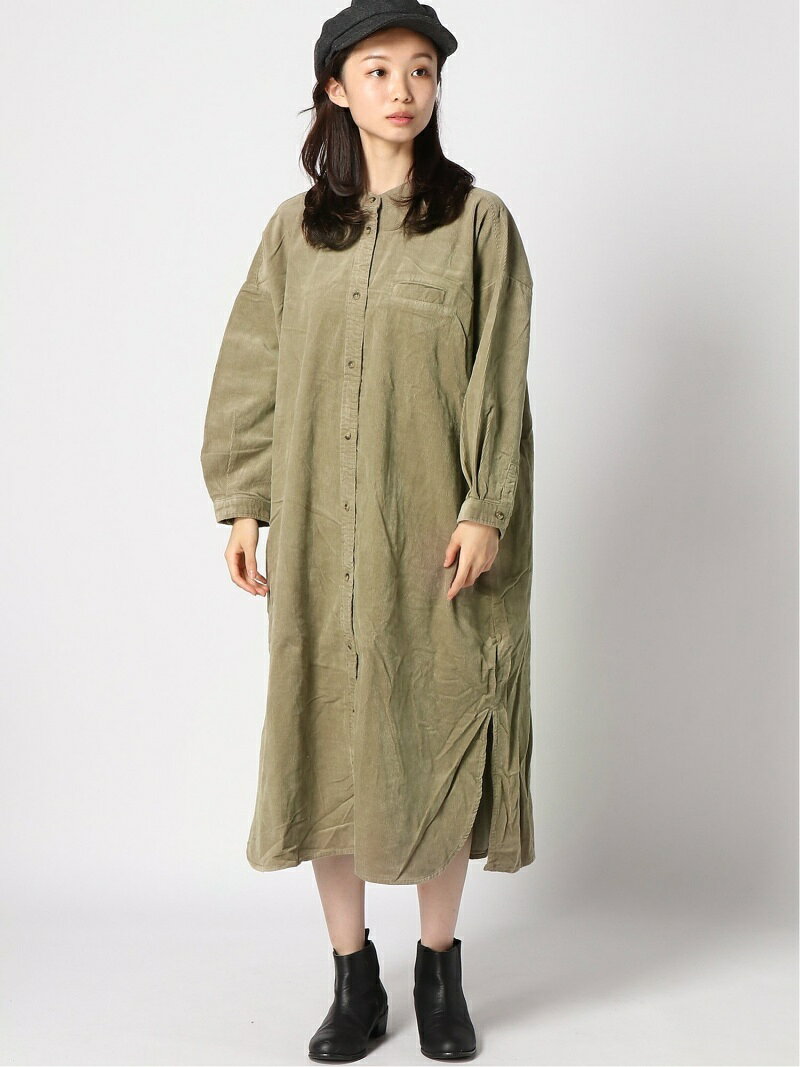 【SALE／60%OFF】Samansa Mos2 コーデュロイバンドカラーワンピース サマンサモスモス ワンピース・ドレス シャツワンピース ベージュ カーキグリーン グレー