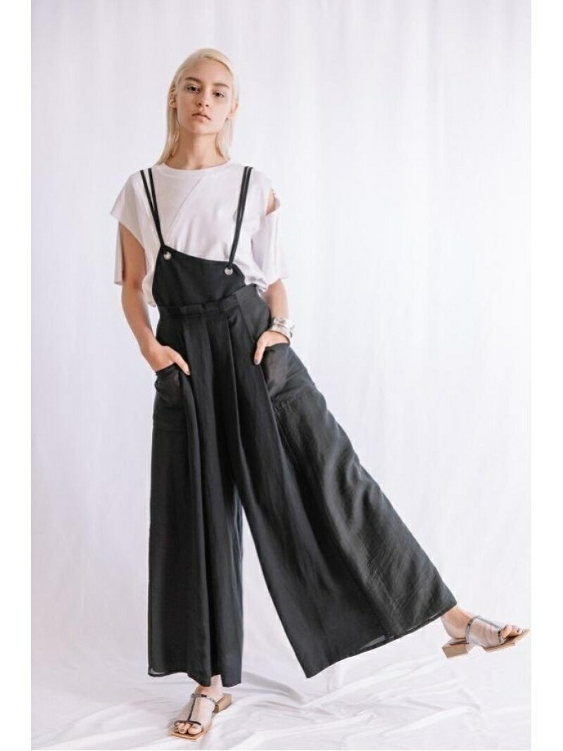 AULA AILA WIDE PANTS COMBINAISON アウラアイラ パンツ その他のパンツ ブラック ホワイト【送料無料】