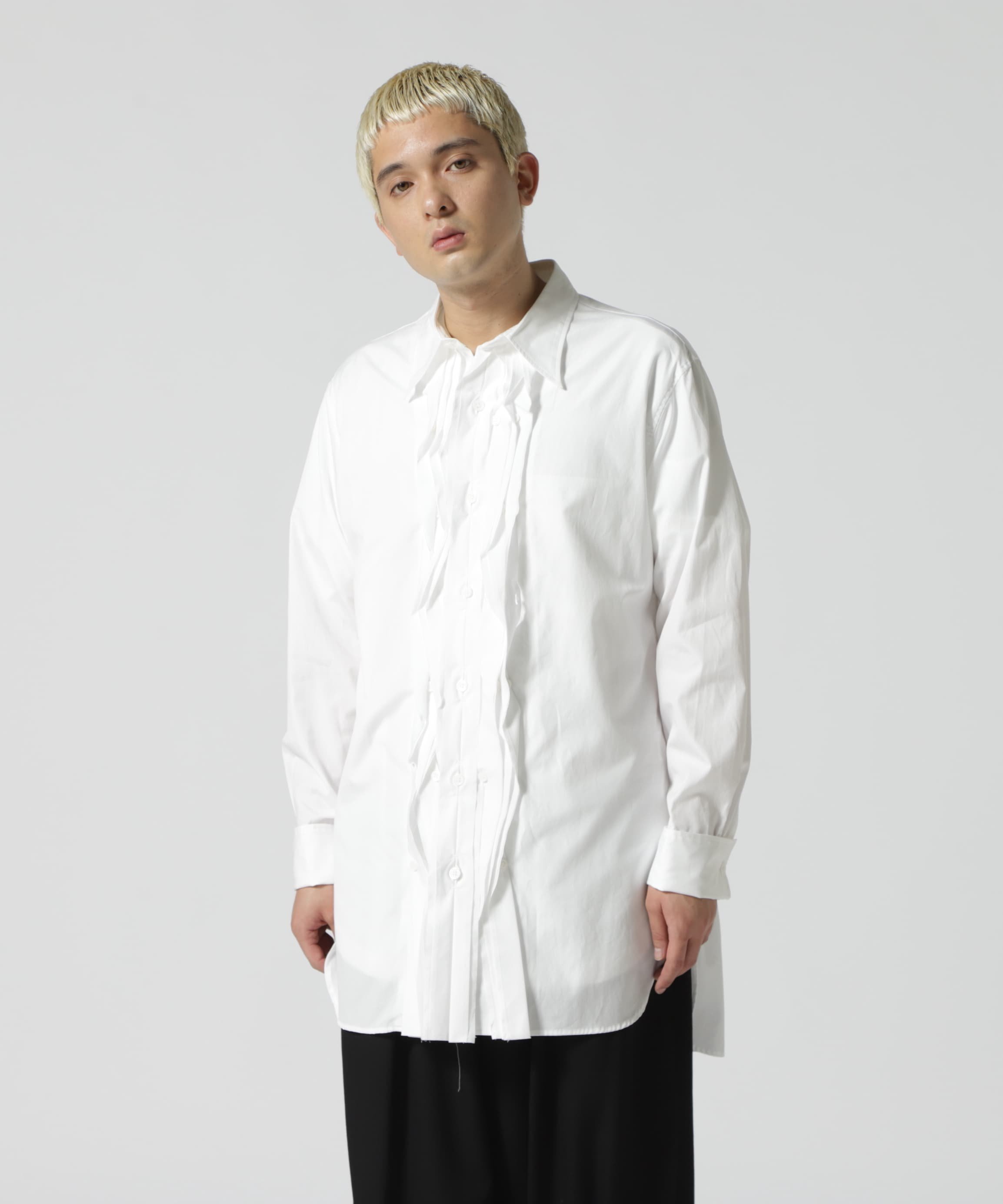 LHP YohjiYamamoto POUR HOMME/ヨウジヤマモト プールオム/U-WTブロードフリルブラウス エルエイチピー トップス シャツ・ブラウス ホワイト【送料無料】