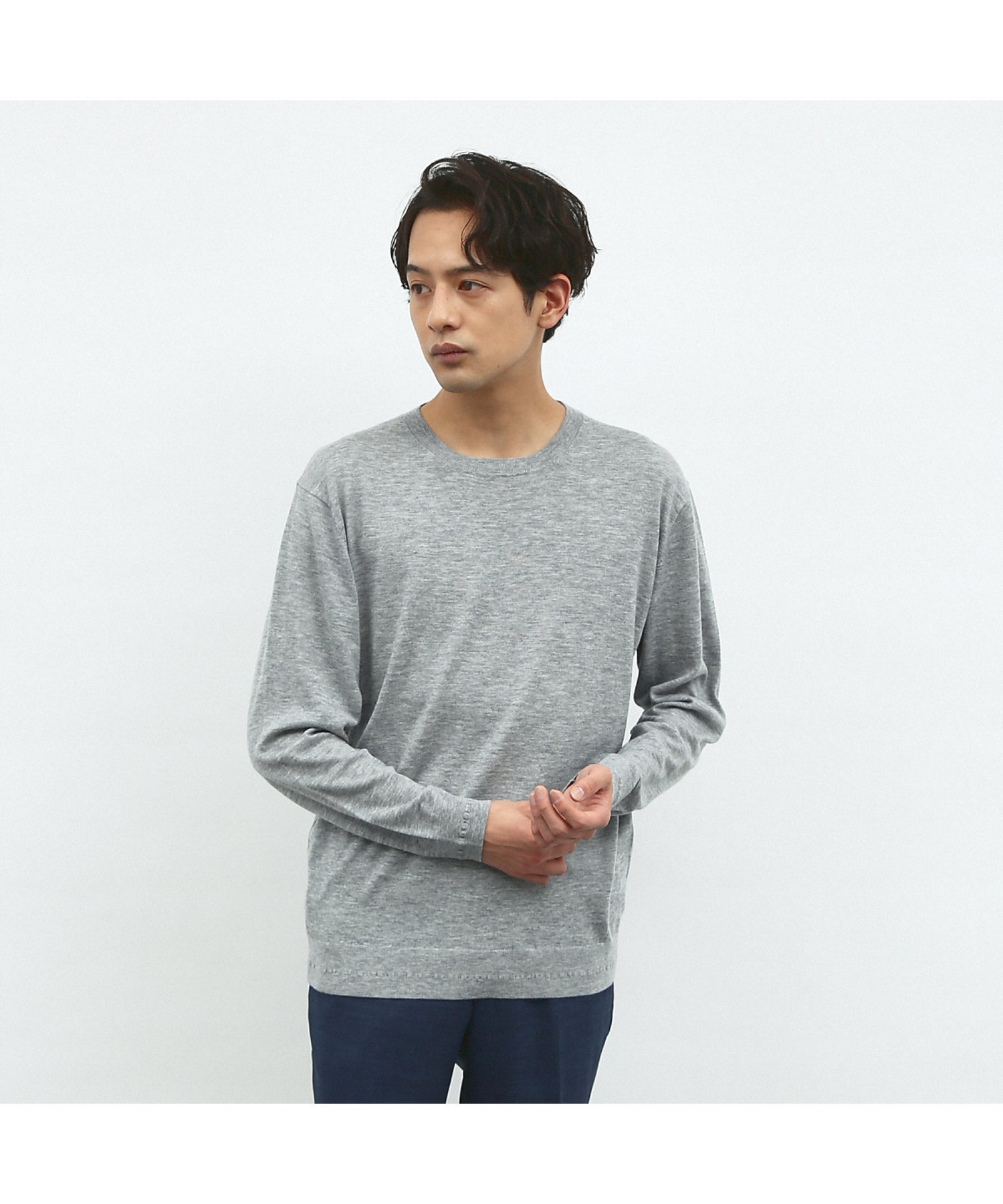 【SALE/40% OFF】ABAHOUSE LASTWORD Cashmere Blend High Gauge Crew Neck Knit Top - Black, White, Gray 【Free Shipping】