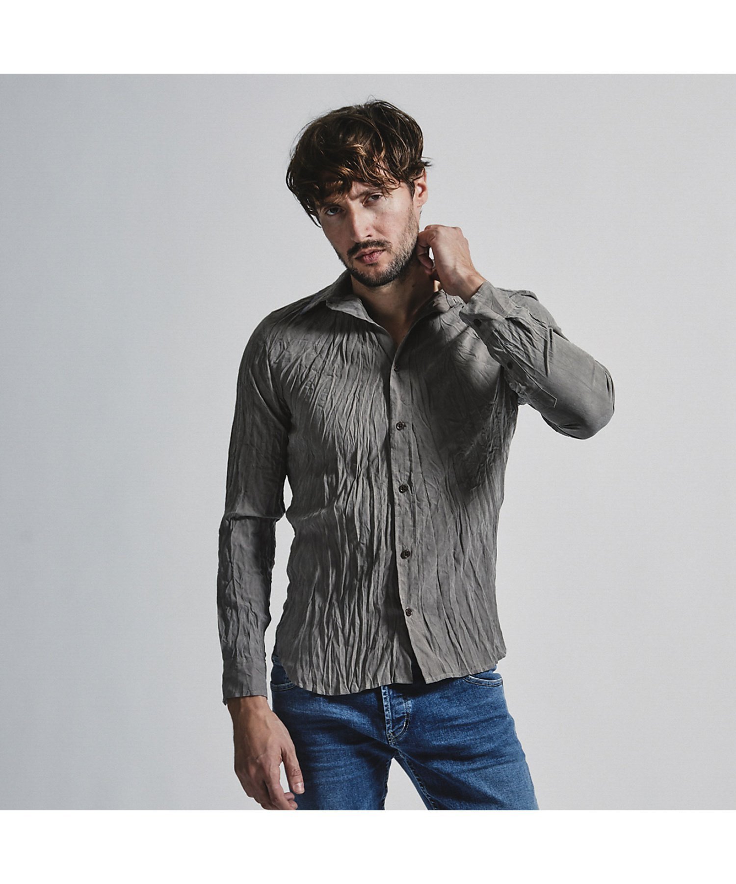 5351POUR LES HOMMES フィブリルワッシャー 長袖シャツ ゴーサンゴーイチプールオム トップス シャツ・ブラウス ブラック グレー ネイビー