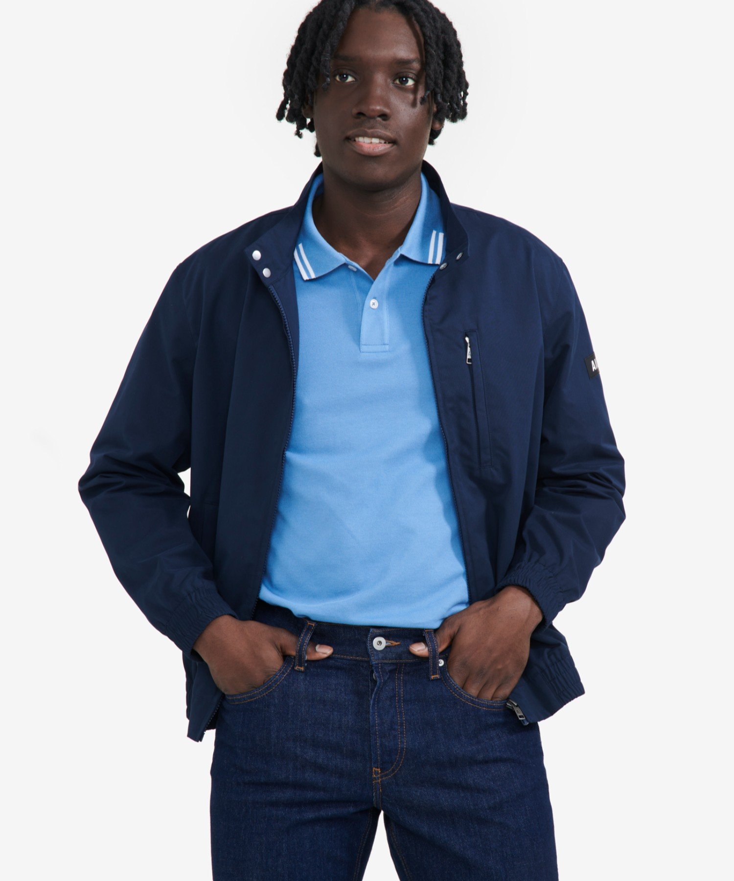 【SALE／50%OFF】AIGLE 撥水 スタンドカラー ショート丈ブルゾン エーグル ジャケット・アウター マウンテンパーカー ベージュ ネイビー【送料無料】