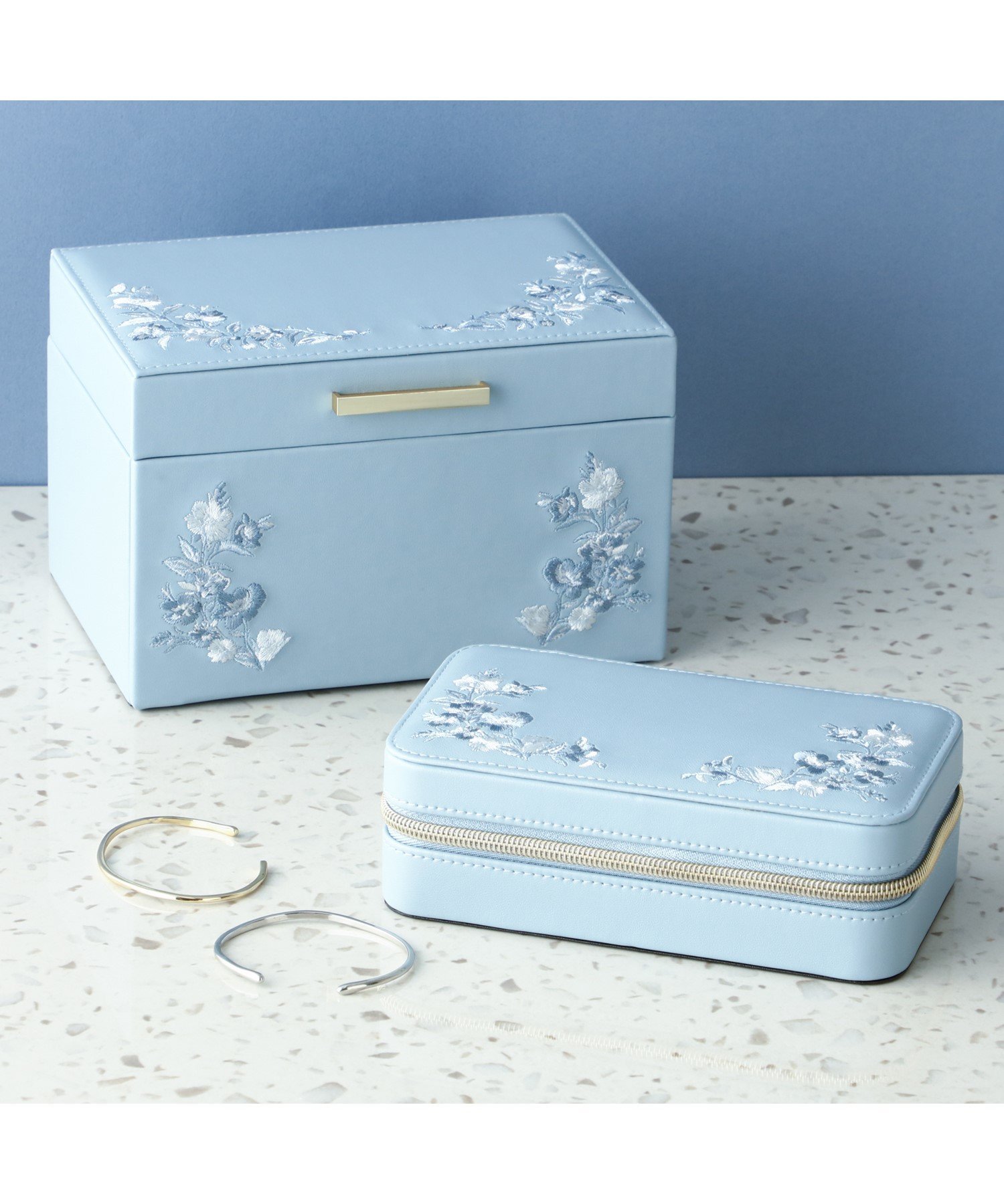 エンブロイダリーフラワー トラベルジュエリーボックス