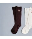 apres les cours tinybear ロゴ刺繍ハイソックス エフオーオンラインストア 靴下・レッグウェア 靴下 ホワイト ブラウン