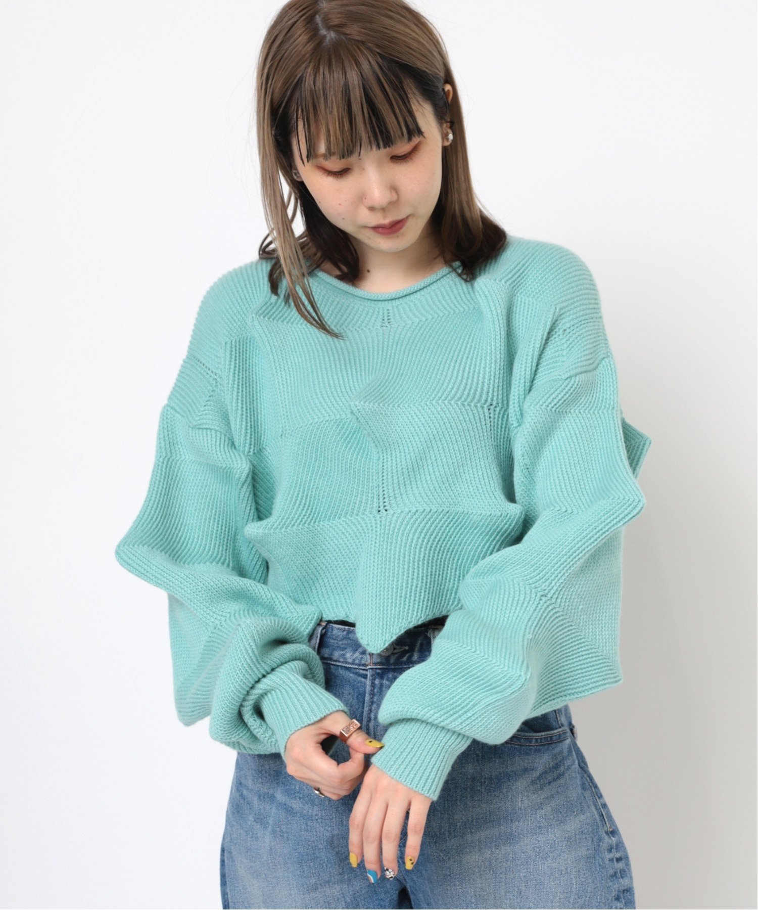 【SALE／38%OFF】RNA K2705 トゲトゲプルオーバー アールエヌエー トップス ニット グレー ホワイト ブルー【送料無料】