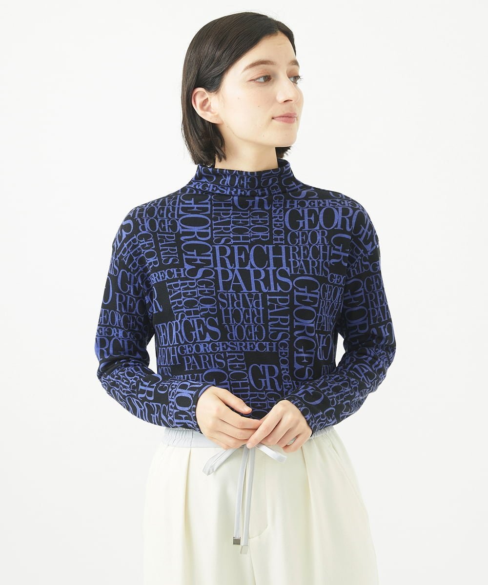 （小さいサイズ） [日本製]ダブルフェイスボトルネックロゴカットソー メゾンドゥサンク トップス カットソー・Tシャツ イエロー ブラック ベージュ