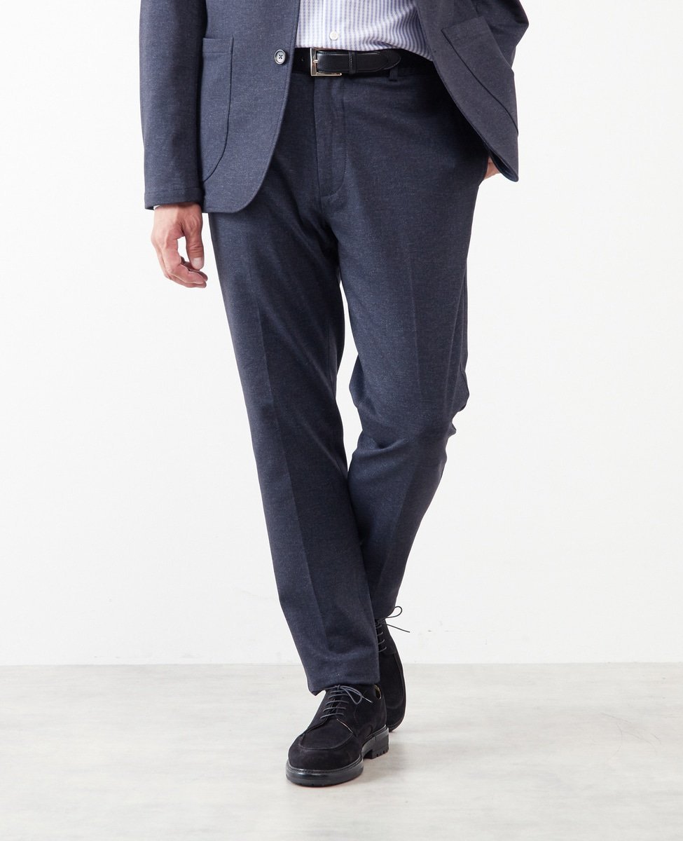 MEN'S MELROSE プリントテックジャージテーパードコンフォートパンツ(セットアップ可) メンズメルローズ パンツ スラックス・ドレスパンツ ネイビー グレー