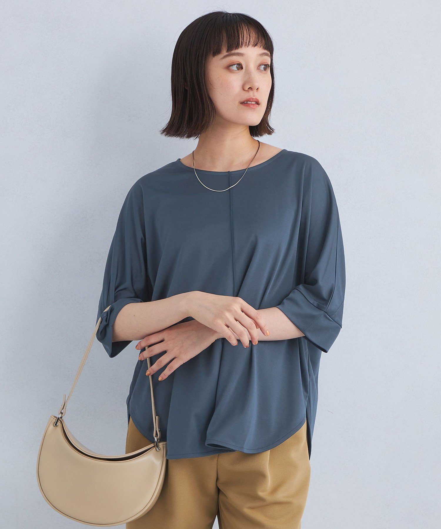 【SALE／60%OFF】UNITED ARROWS green label relaxing トリアセ スムース ドルマン プルオーバー カットソー ユナイテッドアローズ アウトレット トップス カットソー・Tシャツ グレー ブラック