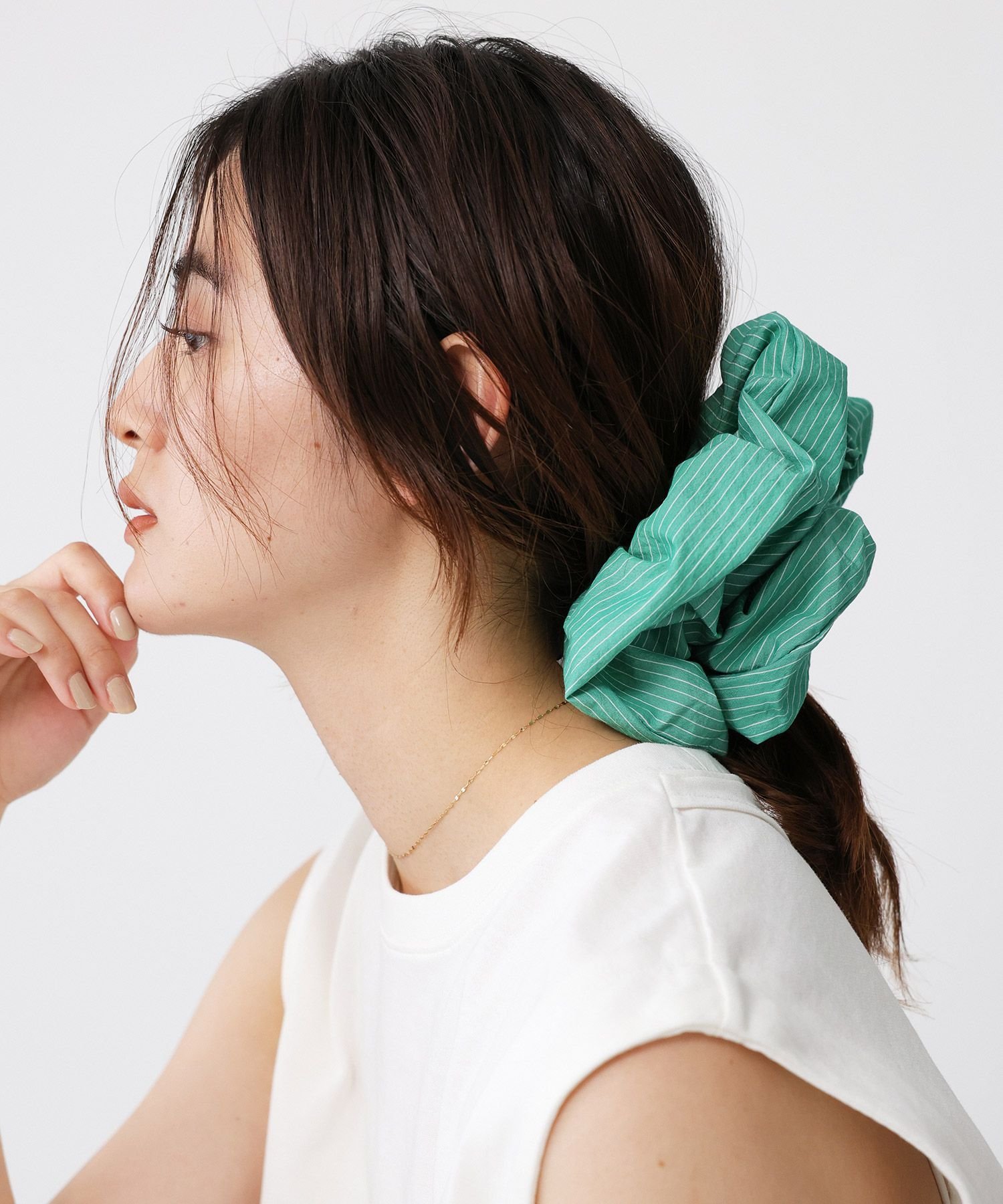 【SALE／20%OFF】BABYLONE ストライプシュシュ バビロン ヘアアクセサリー その他のヘアアクセサリー ブルー グリーン