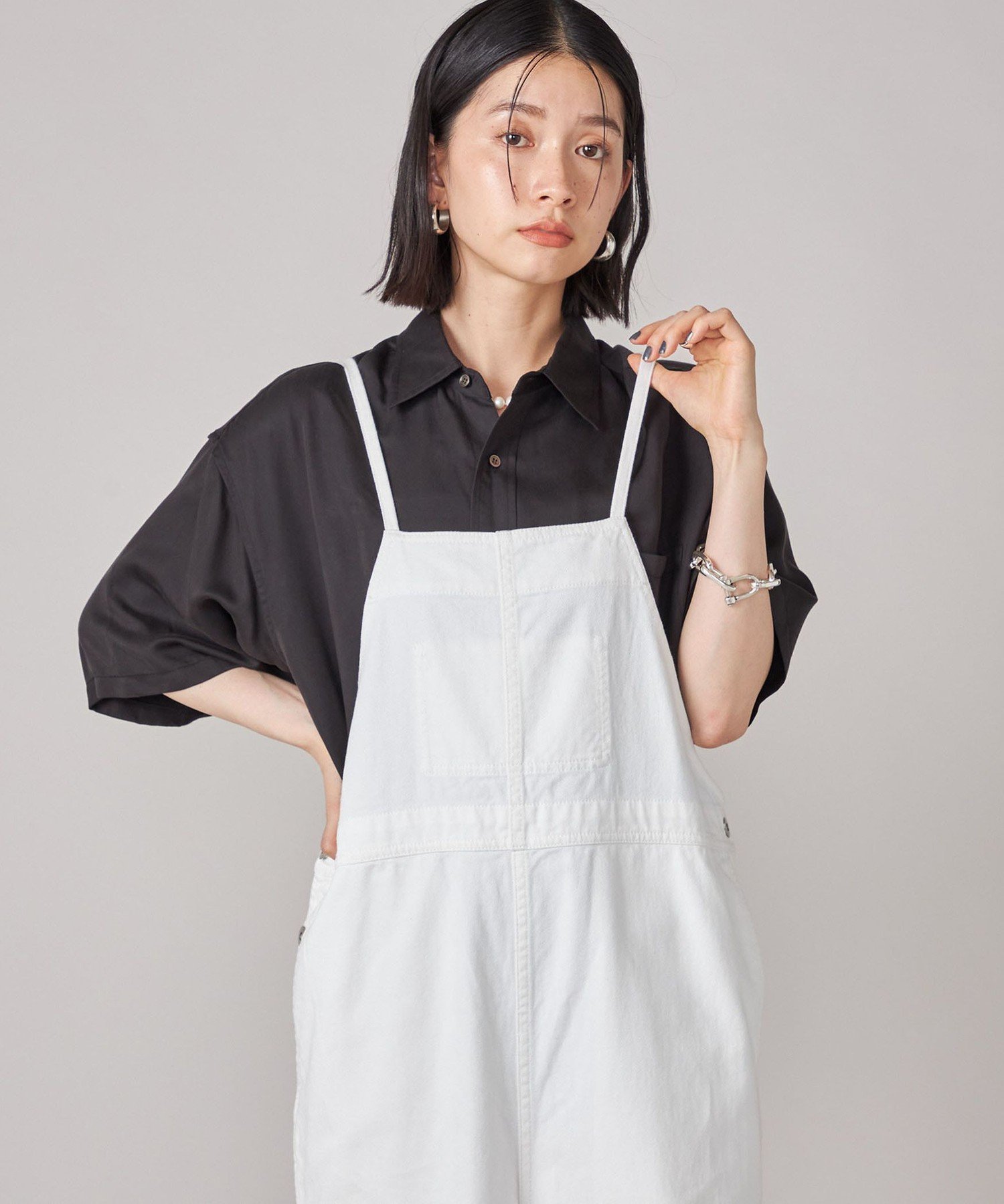 WOMEN SHIPS NINE CASE:＜手洗い可能＞オーバーサイズ シャツ シップス トップス シャツ・ブラウス ブラック グレー