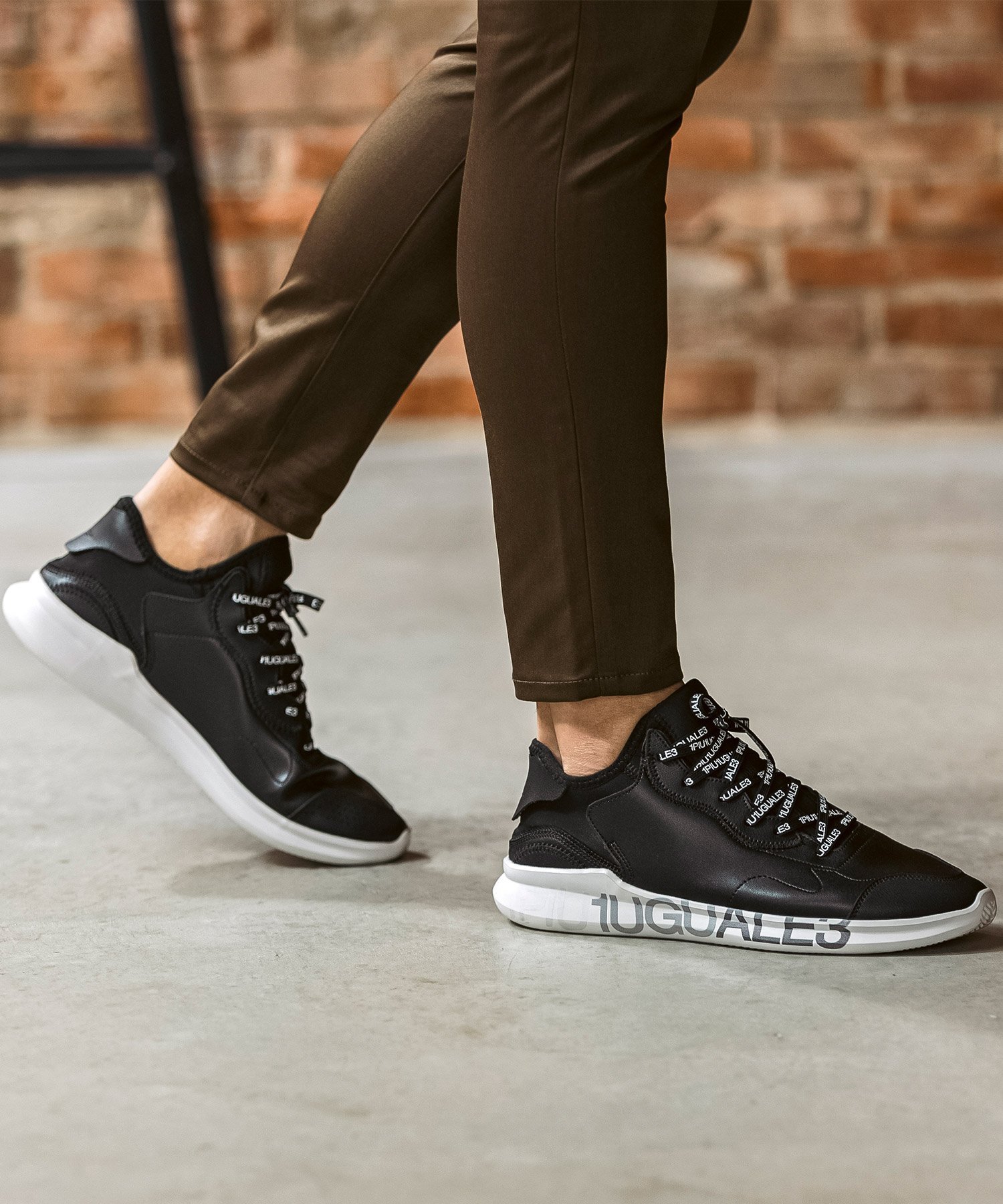 1PIU1UGUALE3 RELAX 1PIU1UGUALE3 RELAX GRADIENT LOGO SOLE SNEAKERS シフォン シューズ・靴 スニーカー ブラック ホワイト【送料無料】