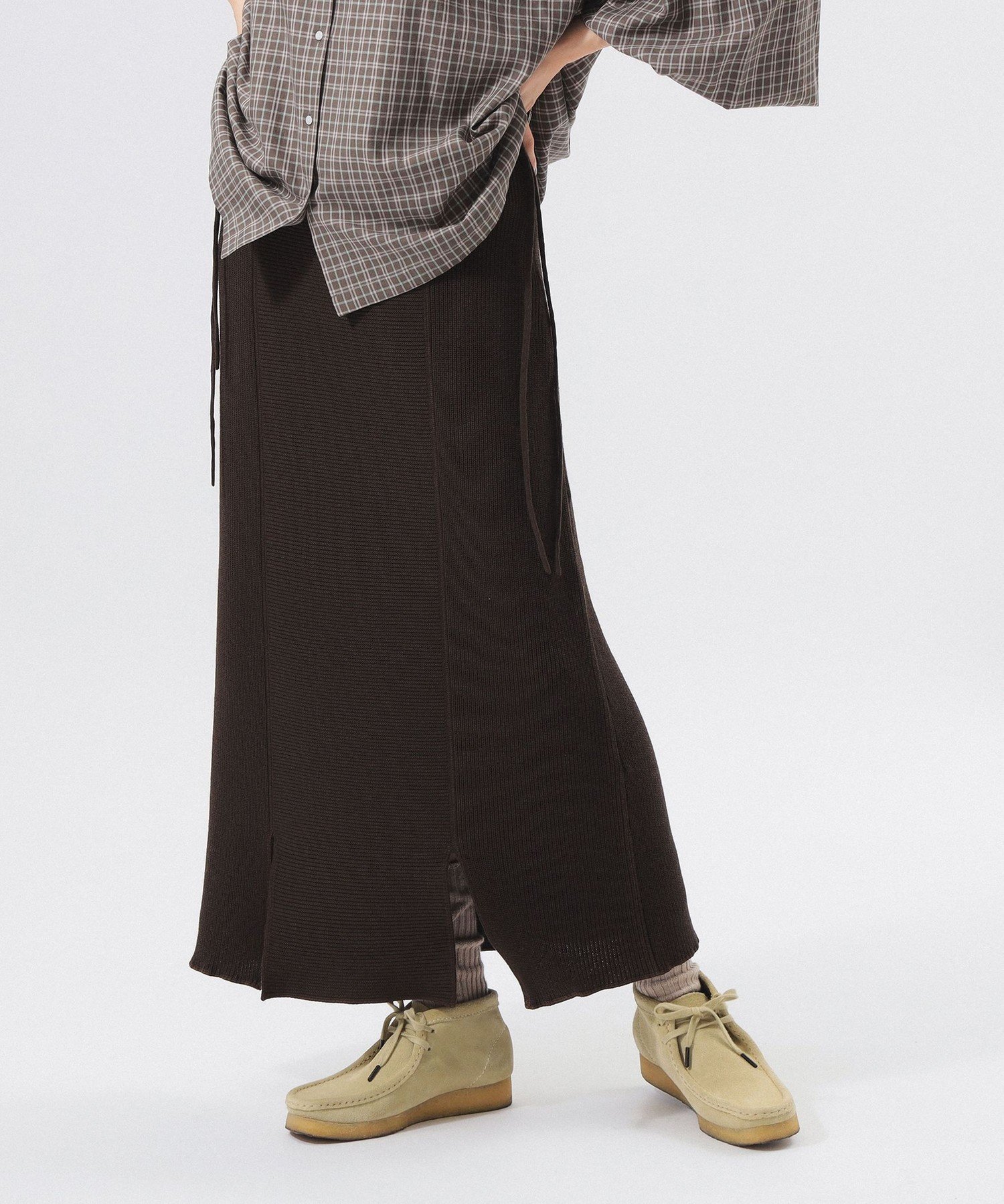 【SALE／50%OFF】BEAMS BOY 【1/15新規値下げ】ミリタリー ニット スカート 25AW ビームス ウイメン スカート その他のスカート ネイビー ブラウン ホワイト【送料無料】