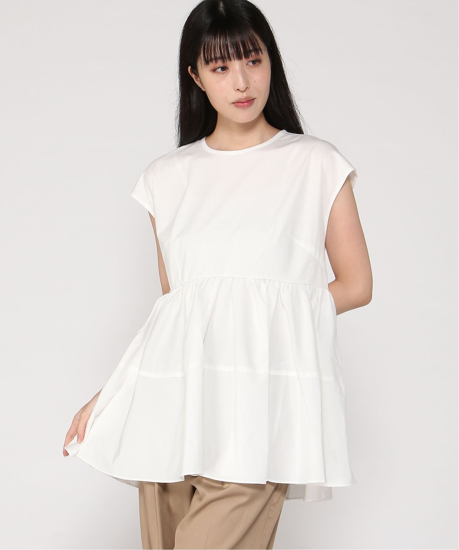 troisiemechaco troisiemechaco/ティアードカットソー トロワズィエムチャコ トップス カットソー・Tシャツ ホワイト ブラック