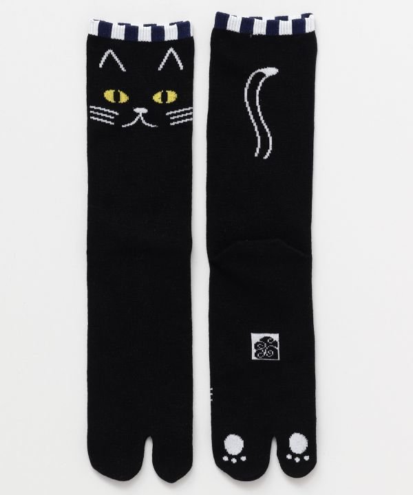 カヤ 足袋くつ下25~28cm 黒猫 アミナコレクション 靴下・レッグウェア 靴下 ブラック