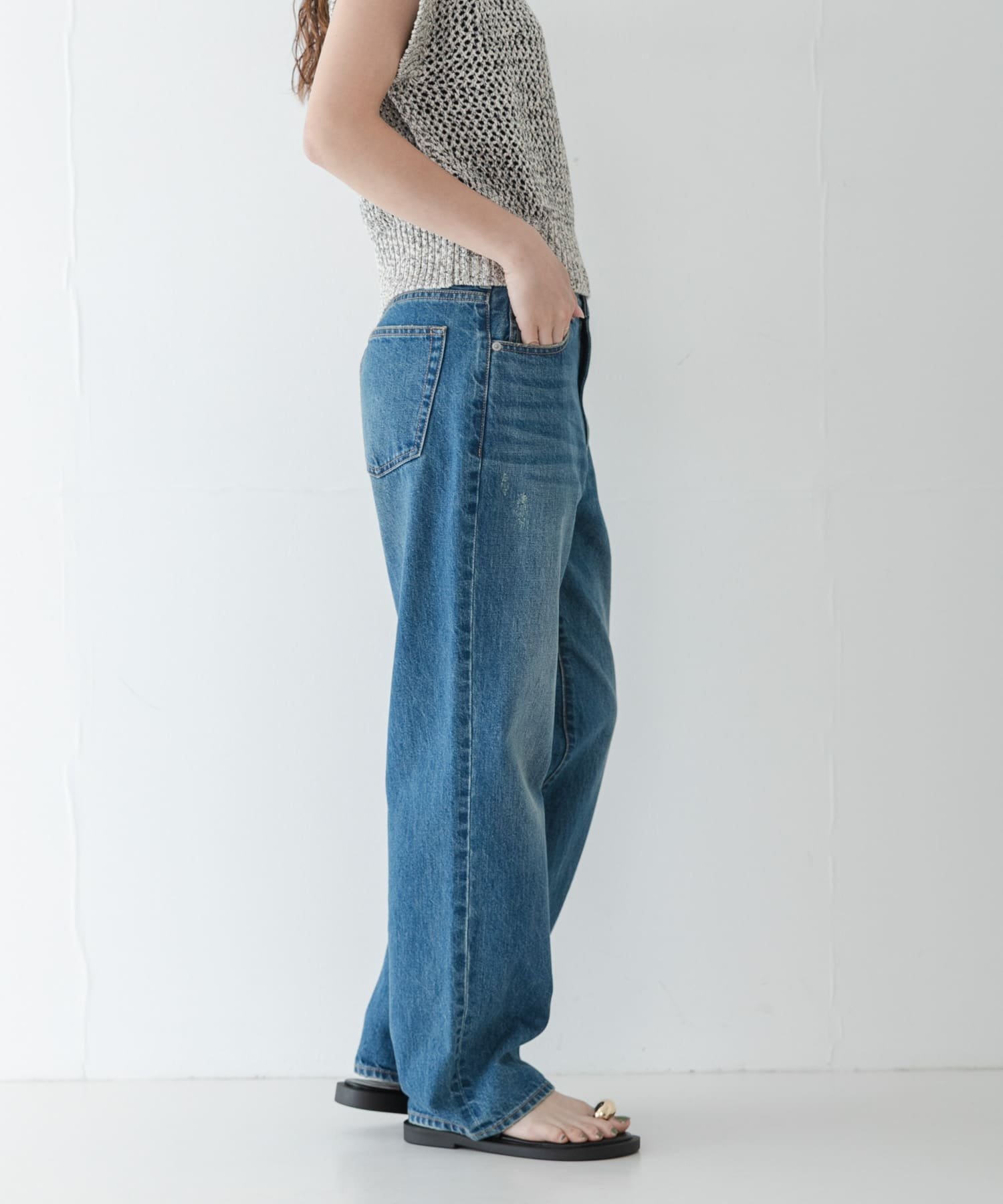 Sonny Label USEDLIKEストレートデニム サニーレーベル パンツ ジーンズ・デニムパンツ ブルー グレー