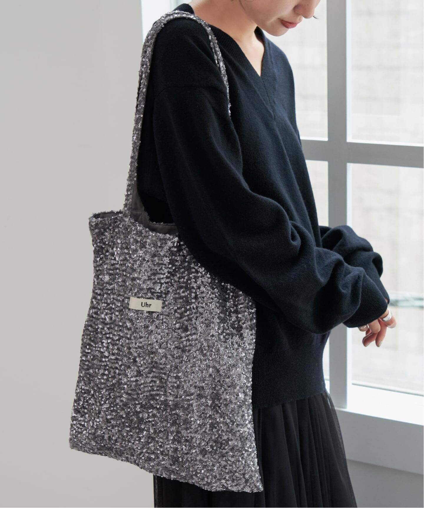 Spick & Span 《追加》Uhr/ウーア 別注Spangle Tote Bag* スピックアンドスパン バッグ トートバッグ ブラウン ネイビー シルバー【送料無料】のサムネイル