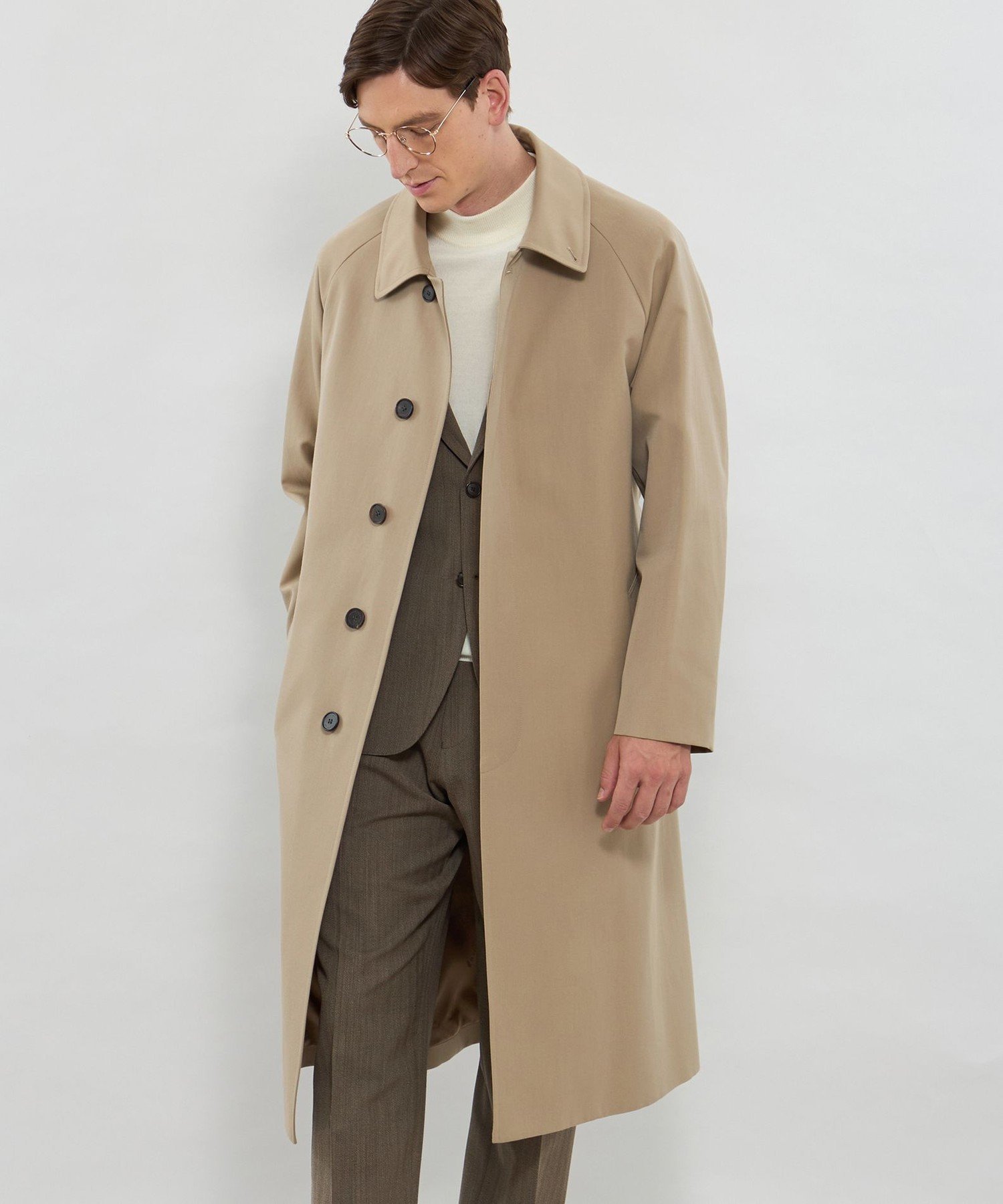 【SALE／45%OFF】MACKINTOSH LONDON 【HADSTON】【DORMEUIL】ウールコットンラグランスリーブベルテッドコート マッキントッシュ ロンドン ジャケット・アウター その他のジャケット・アウター ベージュ【送料無料】