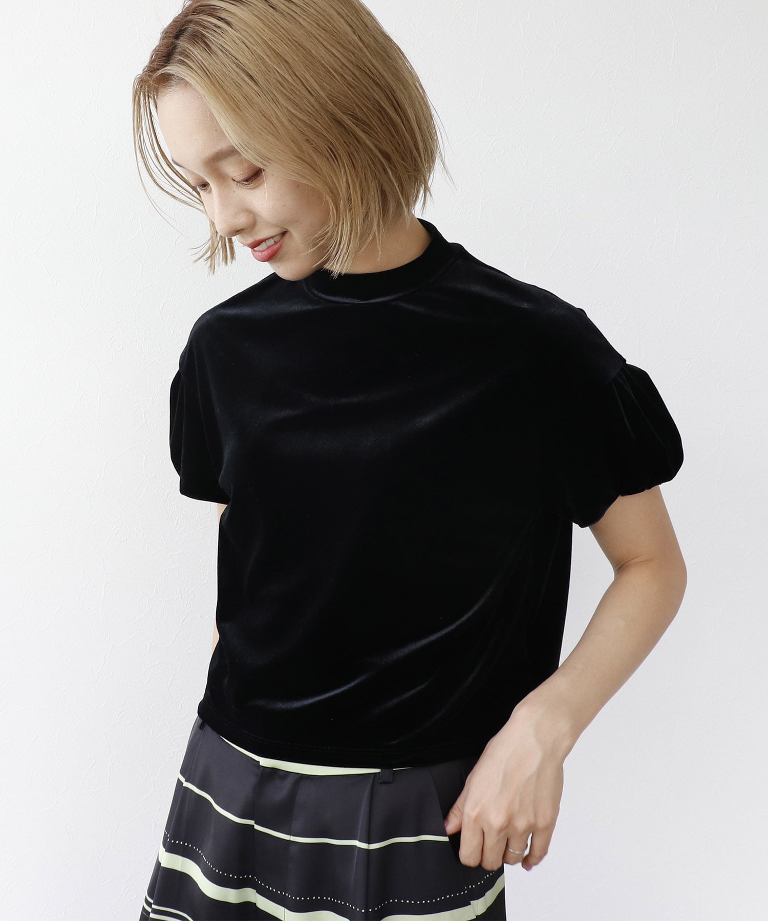 【SALE／50%OFF】Three Four Time Three Four Time/ベロアチューリップトップス スリーフォータイム トップス カットソー・Tシャツ ブラウン ブラック【送料無料】