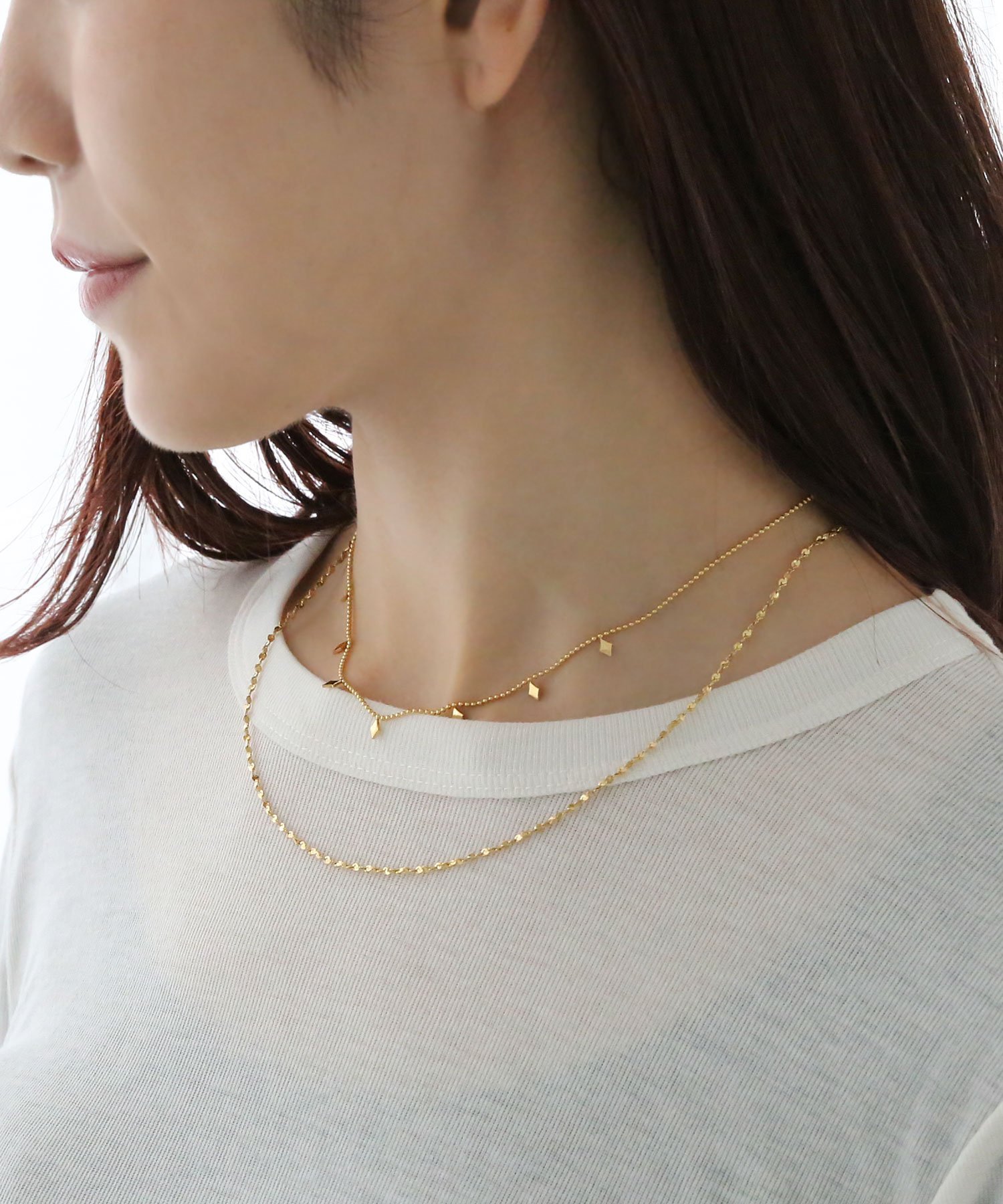 colleca la [stainless]ステンレス・2連モチーフネックレス＜金属アレルギー対応＞ コレカラ アクセサリー・腕時計 ネックレス シルバー ゴールド