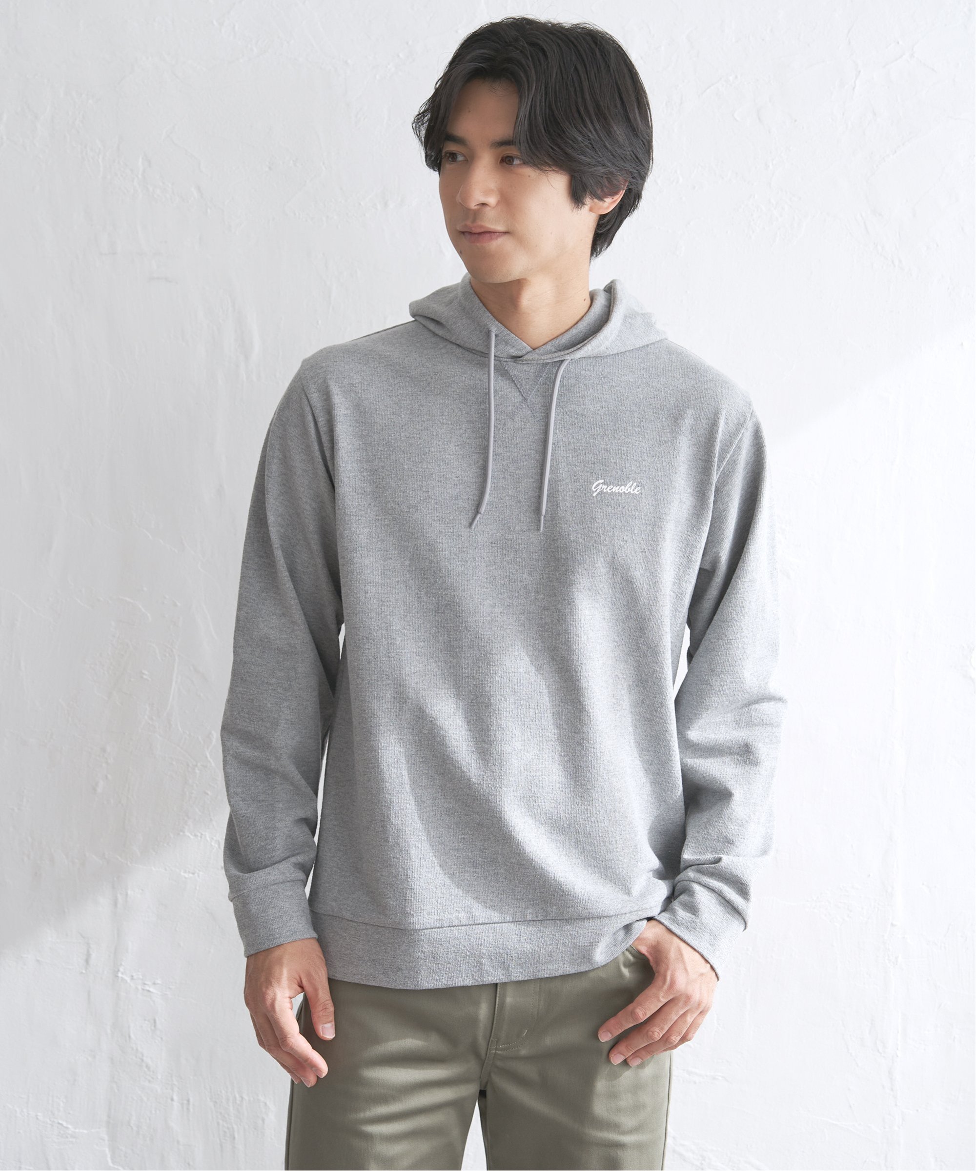 ikka ブロックインレイTパーカ イッカ トップス カットソー・Tシャツ グレー ホワイト ブルー グリーン
