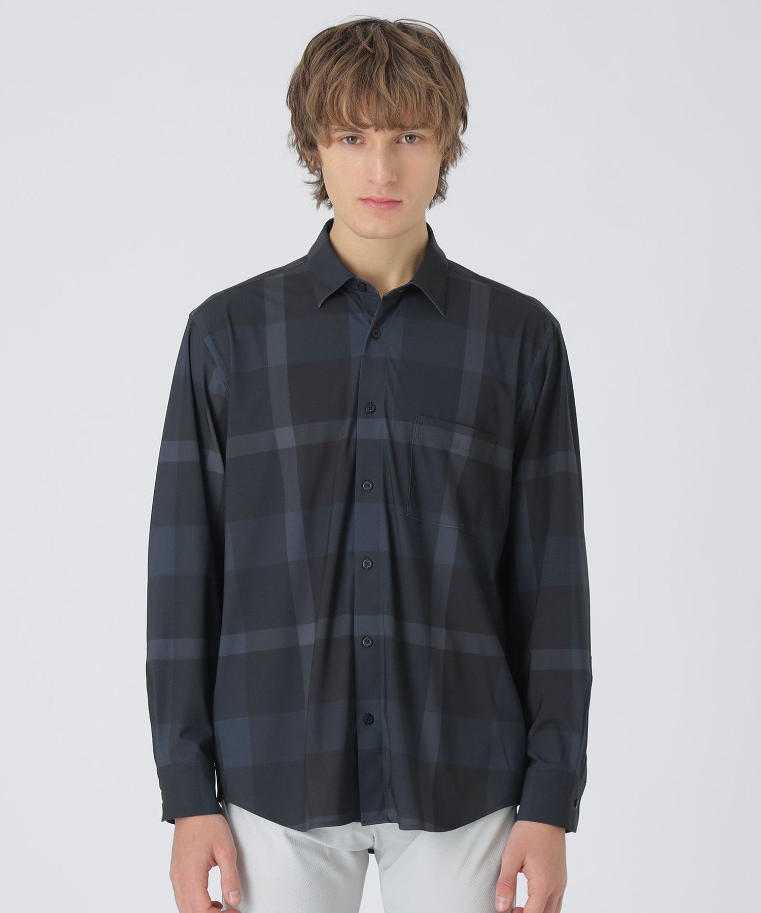 【BLACK lab.】ハイストレッチトリコットチェックシャツ ブルーレーベル / ブラックレーベル・クレストブリッジ トップス シャツ・ブラウス ブラック ベージュ