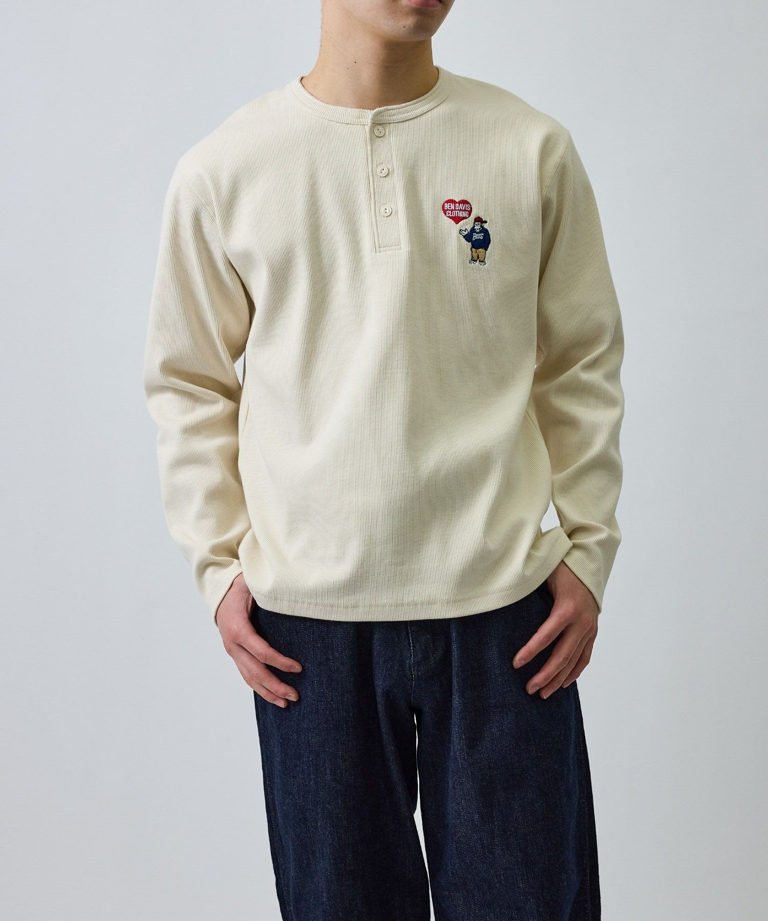 j.n.r.d 【BENDAVIS別注】エンブロイダリテレコヘンリーネック ジュン スタンダード ピックス トップス カットソー・Tシャツ ブラック ホワイト【送料無料】