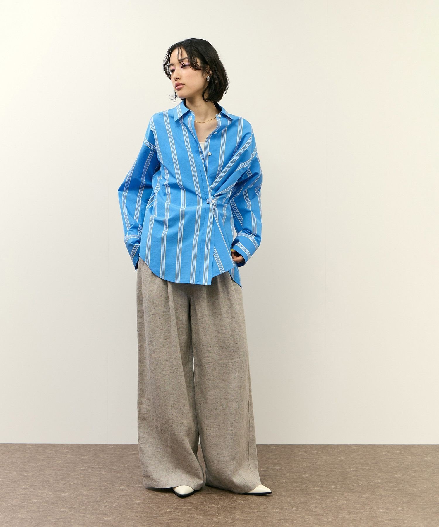 ADAM ET ROPE' FEMME リネンタックパンツ アダムエロペ パンツ その他のパンツ ベージュ【送料無料】