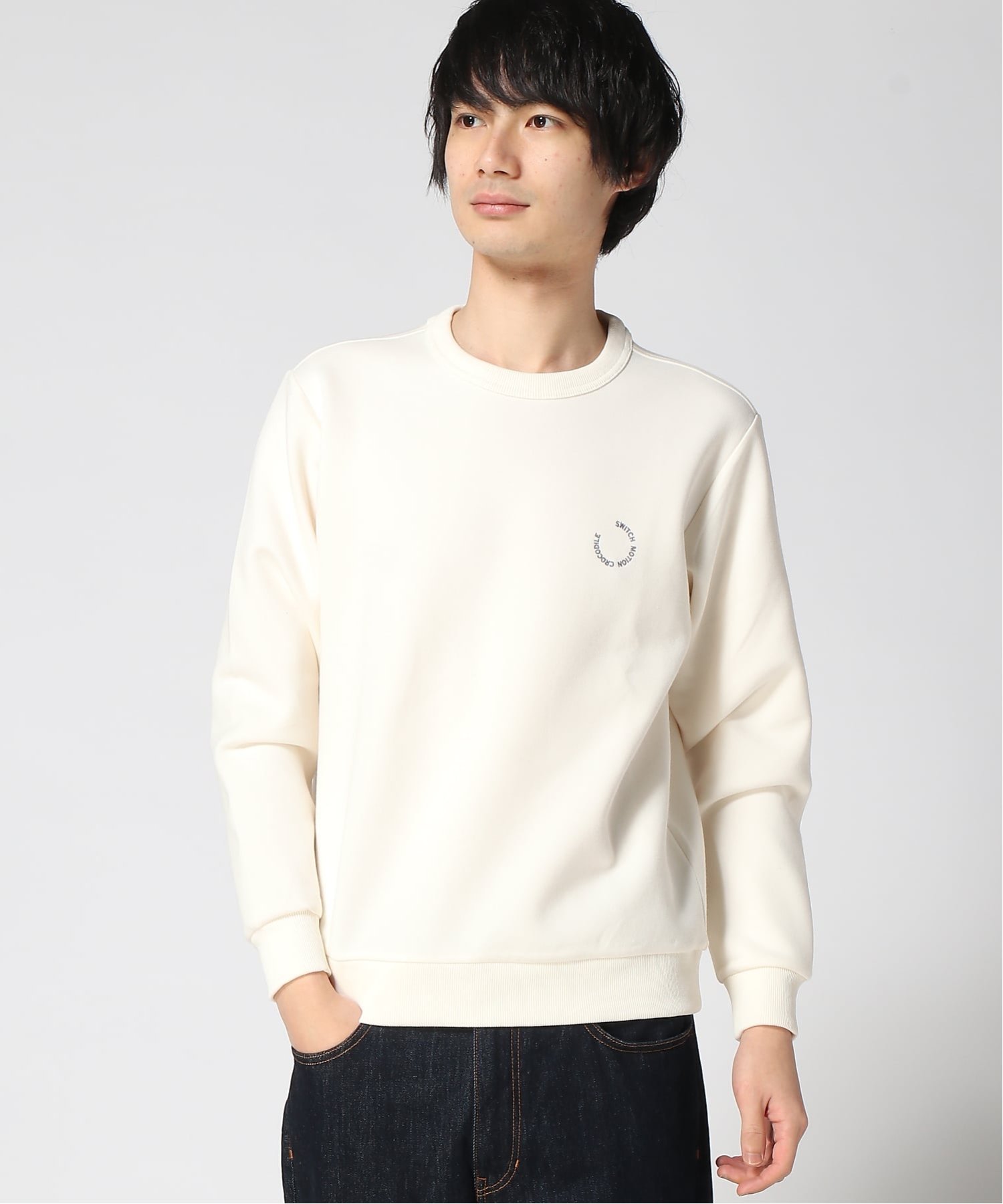 【SALE／50%OFF】CROCODILE CROCODILE/(M)鹿の子 ダブルフェイス トレーナー クロコダイル トップス スウェット・トレーナー グリーン ネイビー ホワイト