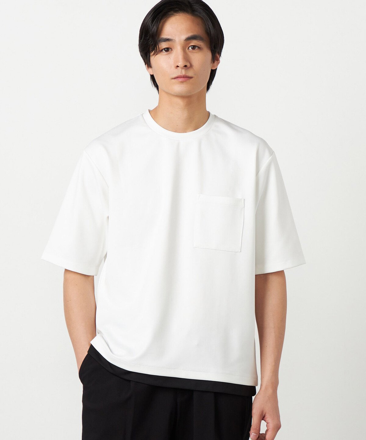 COMME CA ISM 【吸水速乾】フェイクレイヤードTシャツ コムサイズム トップス カットソー・Tシャツ グレー ホワイト グリーン