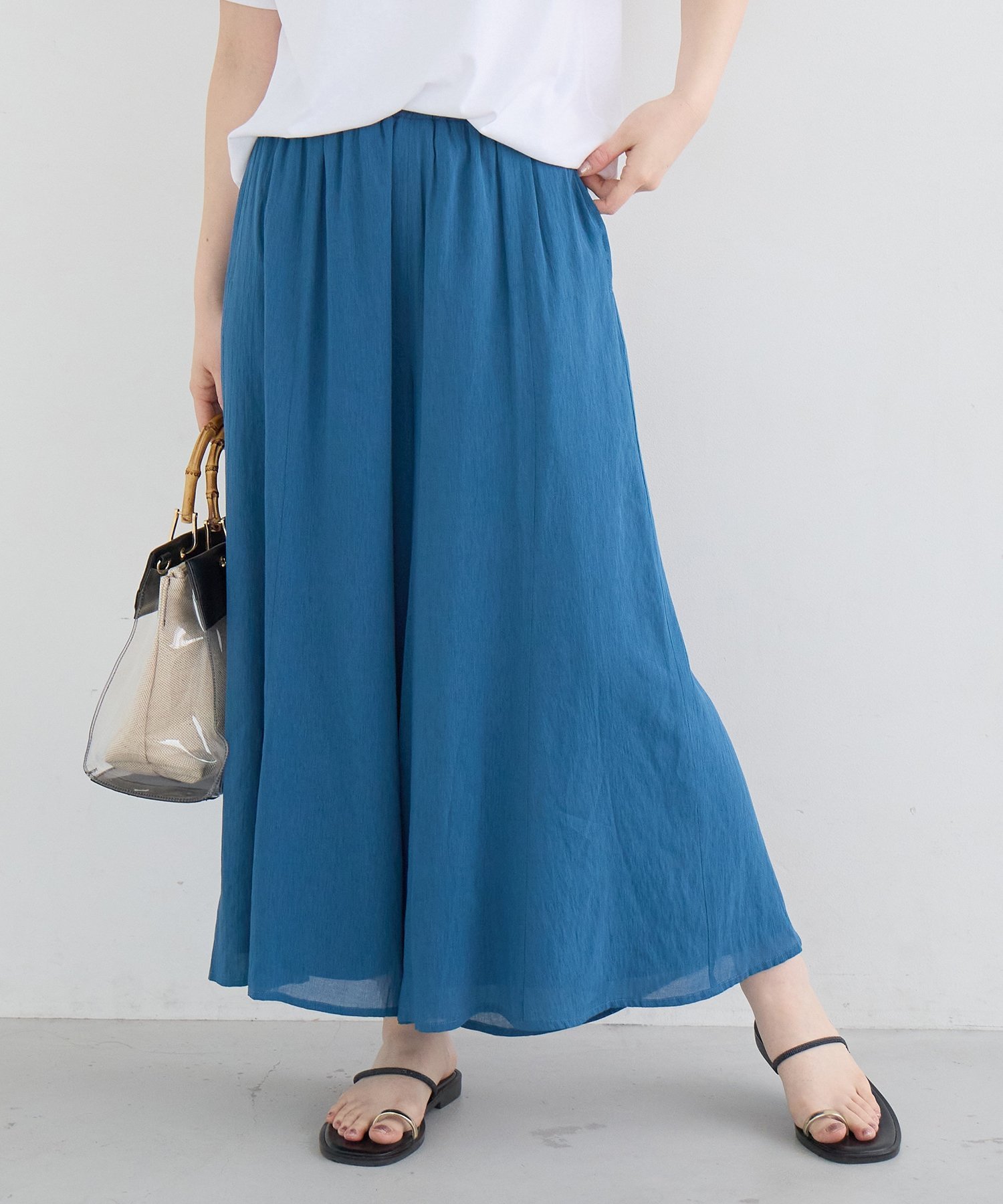 Linen, Hemp - le.coeur blanc 【手洗い可】シアースパンパネルパンツ ルクールブラン パンツ その他のパンツ ホワイト ブラウン ブルー【送料無料】